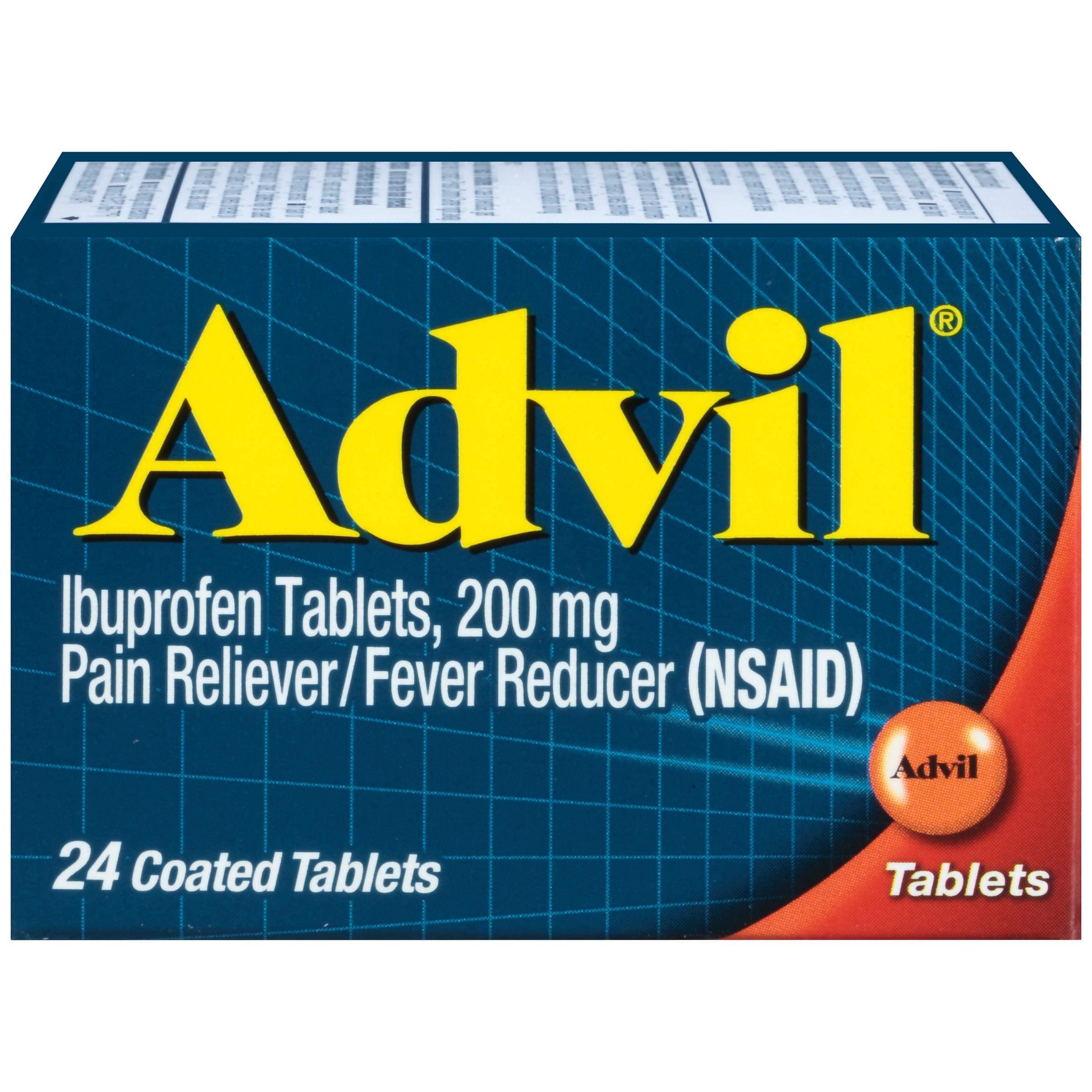 Advil Tablets, Ibuprofen 200mg, Pain Relief, 24 Tablets | Relieves Headaches, Back Pain and Joint Pain, Reduces Fever, Easy to Swallow Tablets, Fast Acting, Up to 6 Hours of Relief