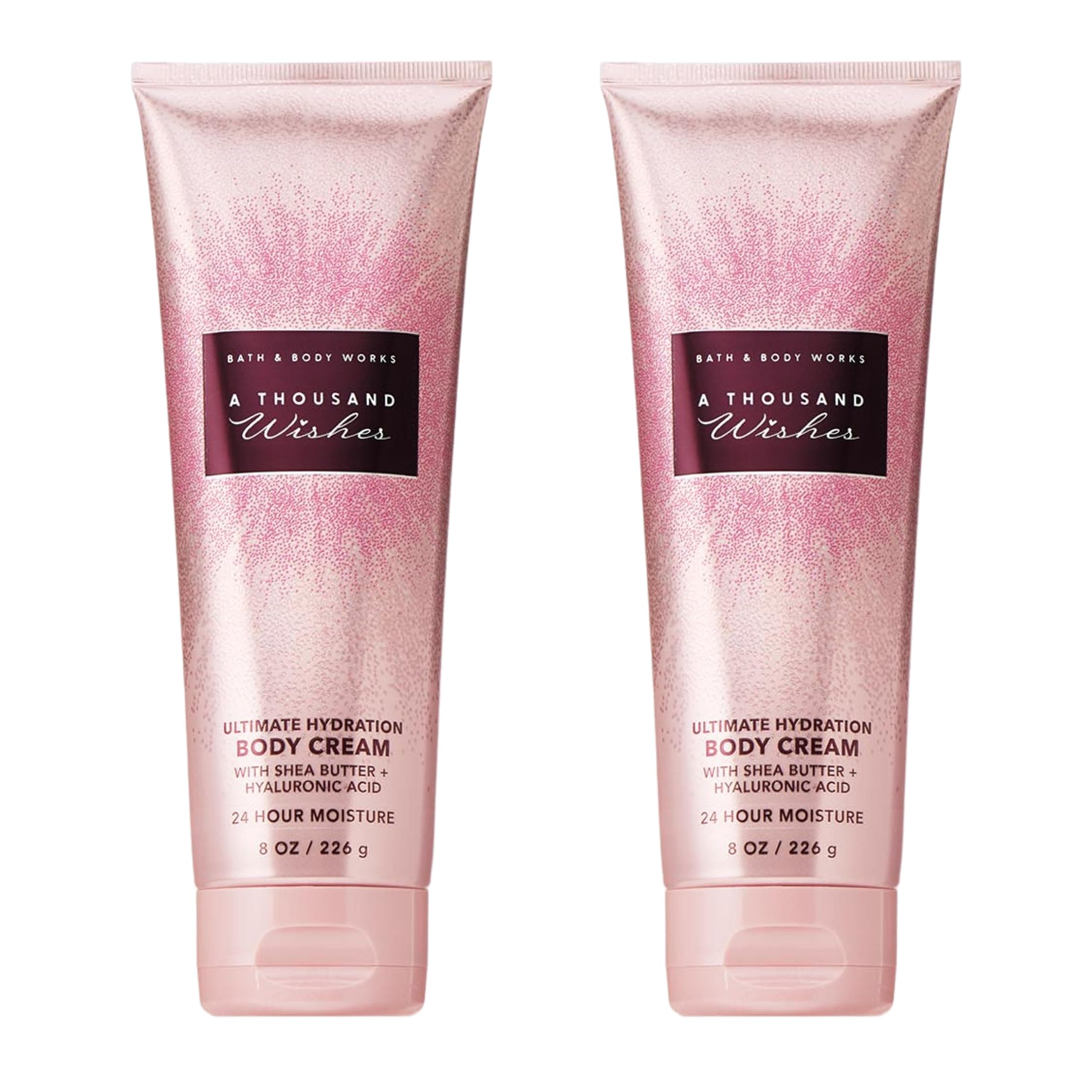 Bath & Body Works A Thousand Wishes Body Cream, 8 oz, 2 Pack | Ultimate Hydration Moisturizer with Shea Butter & Hyaluronic Acid for Dry Skin, Sparkling Prosecco & Peony Scent
