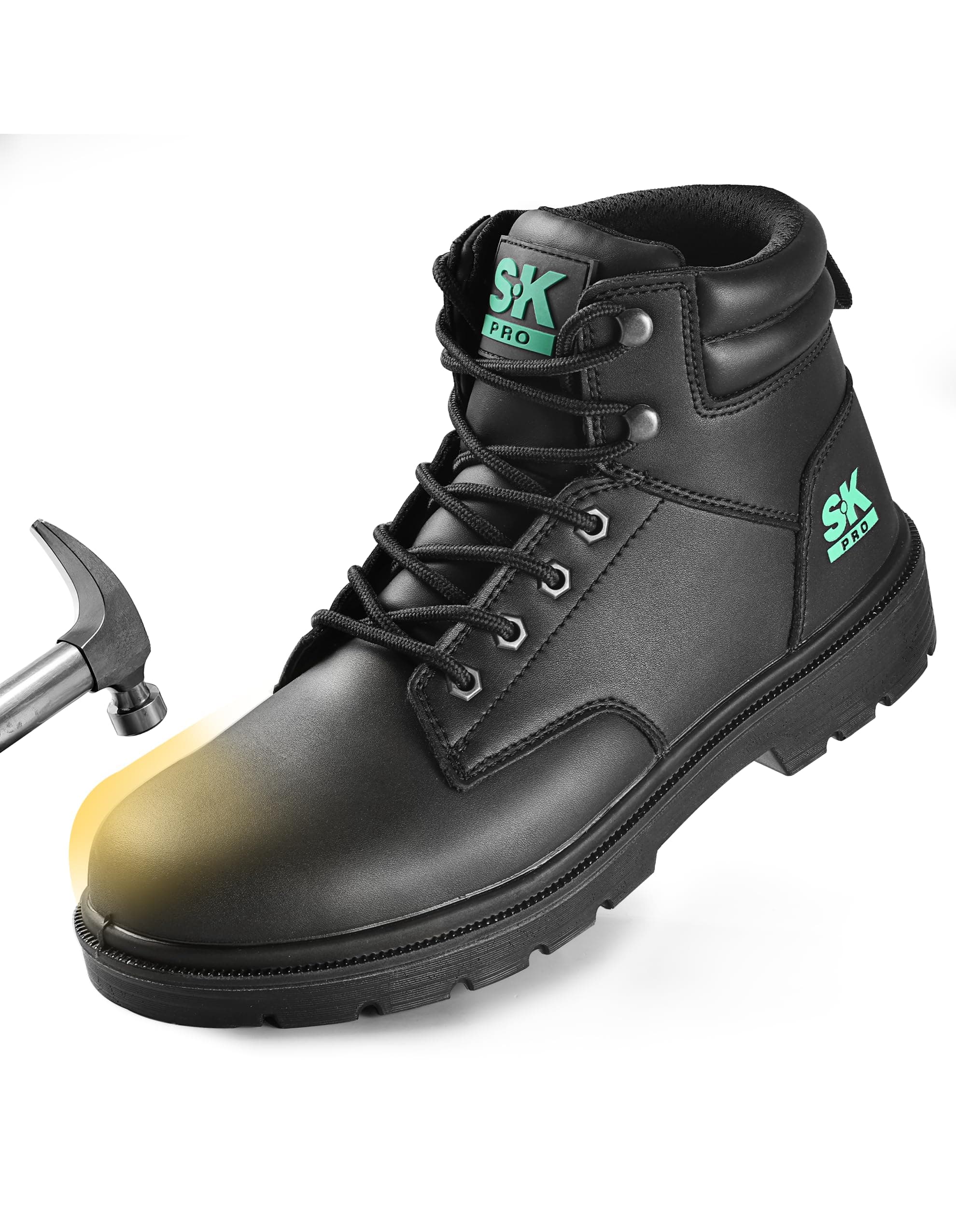 SKPRO Steel Toe Work Boots for Men, Lightweight Safety Shoes Construction | ASTM F2413-24 Standard, Slip & Oil & Water Resistance, Rubber Outsole, EH Protection, PU Foaming, Industrial & Construction