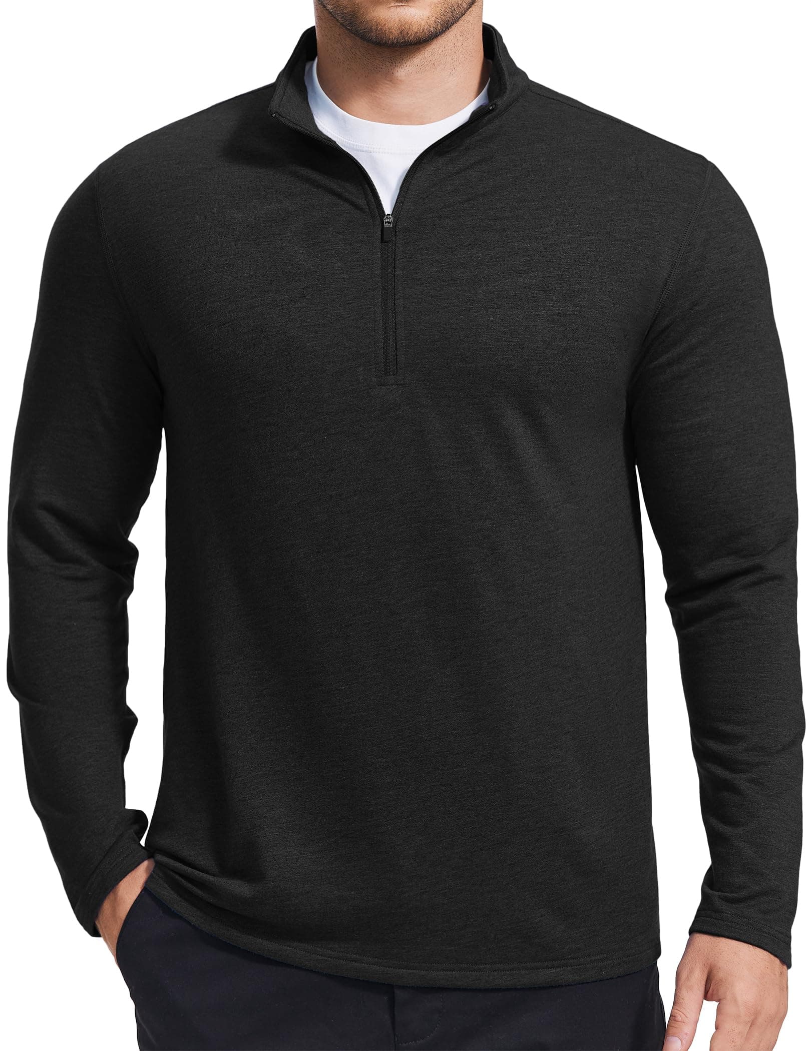 PINSPARK Mens Quarter Zip Pullover Lightweight Sweatshirt Mock Neck Shirts | Long Sleeve, Golf Shirt, Athletic, Casual Sweaters