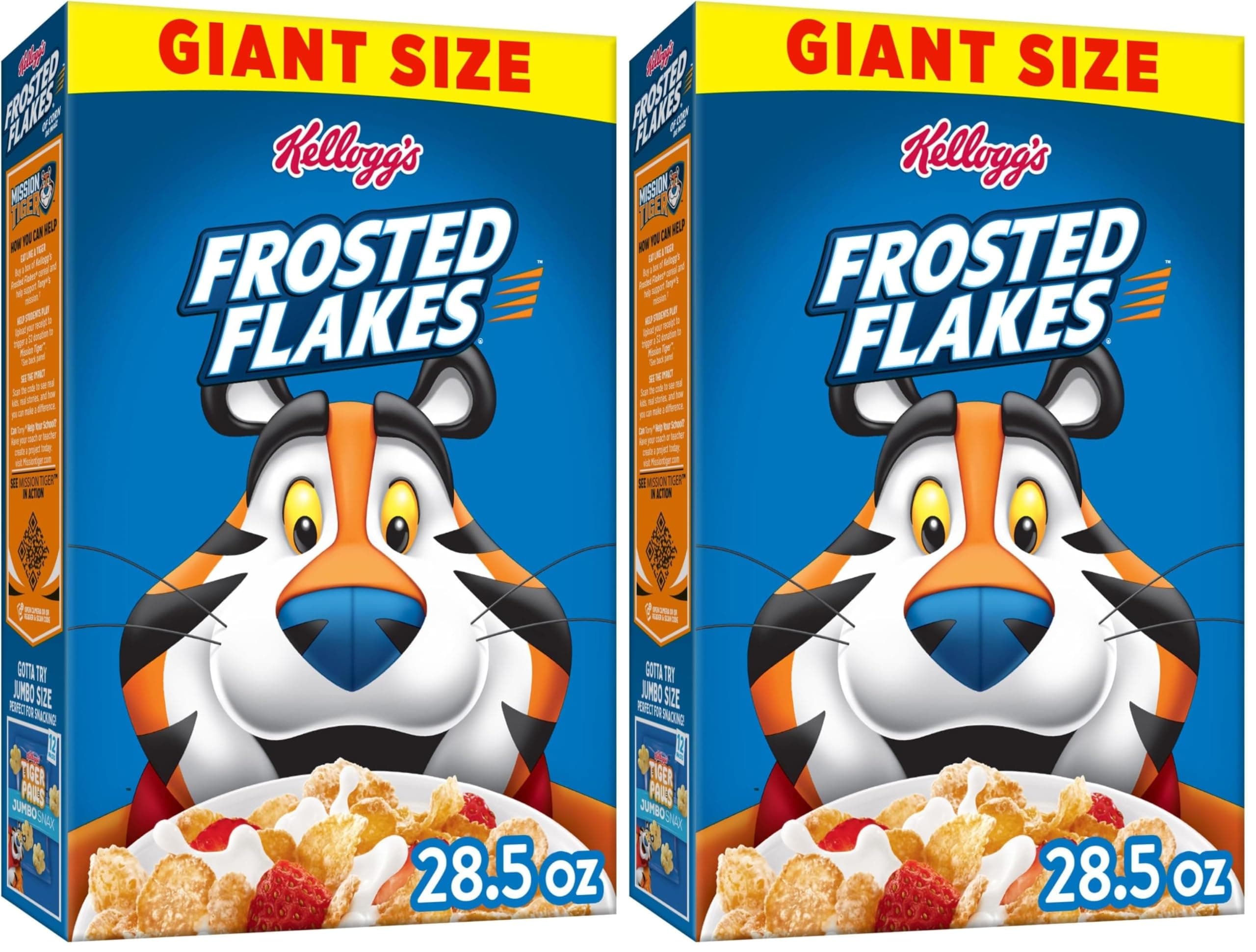 Kellogg's Frosted Flakes Breakfast Cereal, Fat Free, Giant Size, 28.5 oz (Pack of 2)