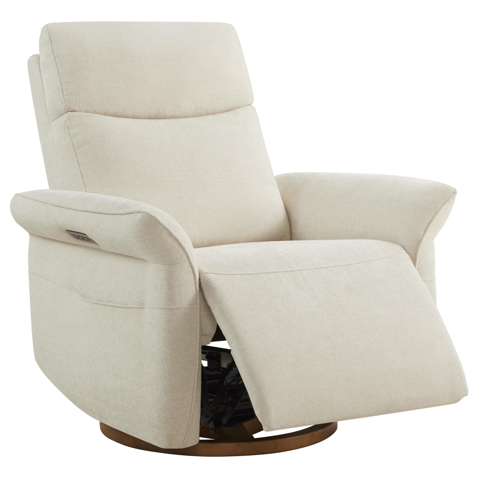CHITA Power Swivel Glider Nursery Recliner Chair, Triple Motor, Linen | Electric Nursery Rocking Chair with Adjustable Power Headrest and Lumbar Support, GREENGUARD Gold Certified, Solid Wood Base