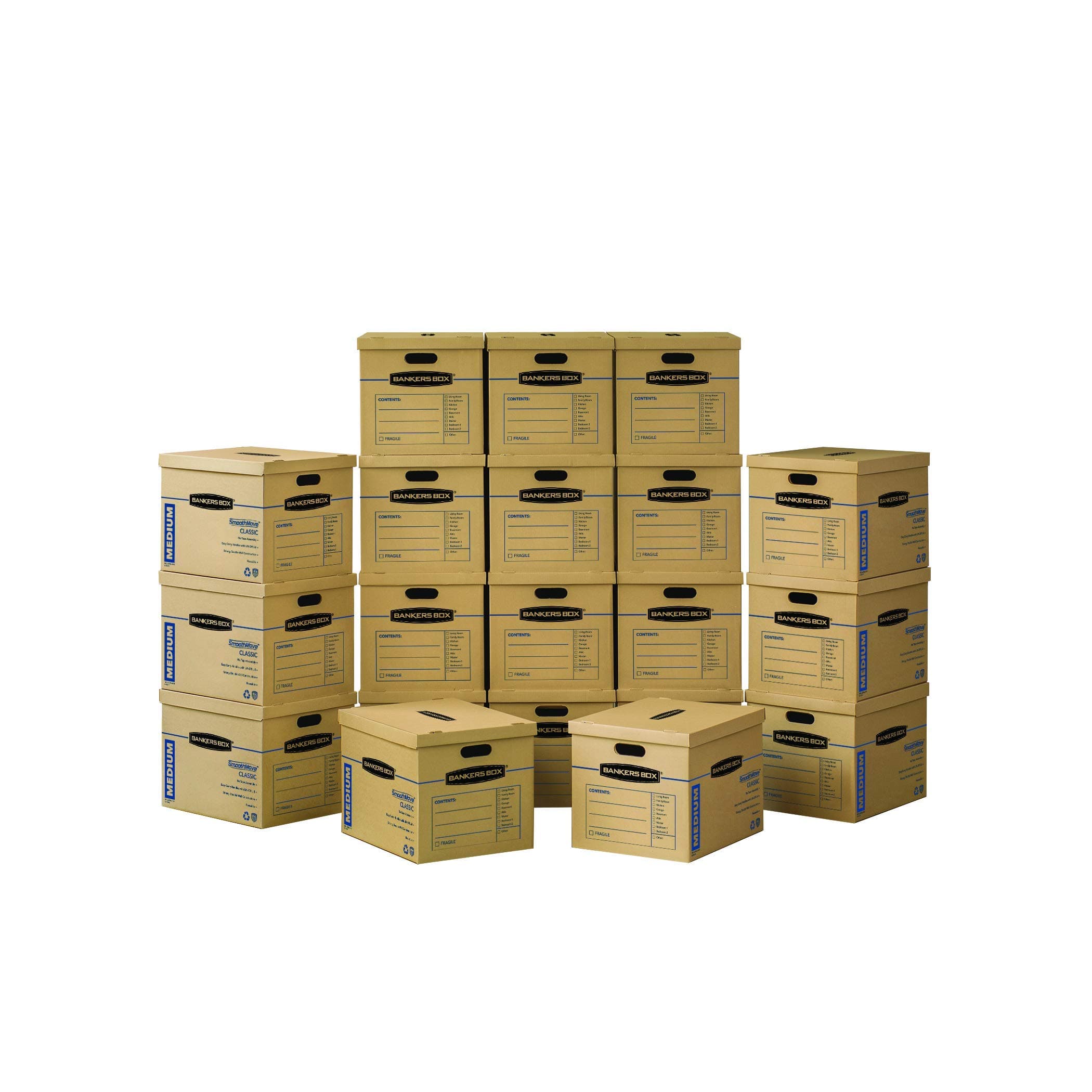 Bankers Box 20-Pack Medium Classic Moving Boxes with Reinforced Handles | Make packing faster with medium moving boxes that balance capacity, strength, and easy carrying.