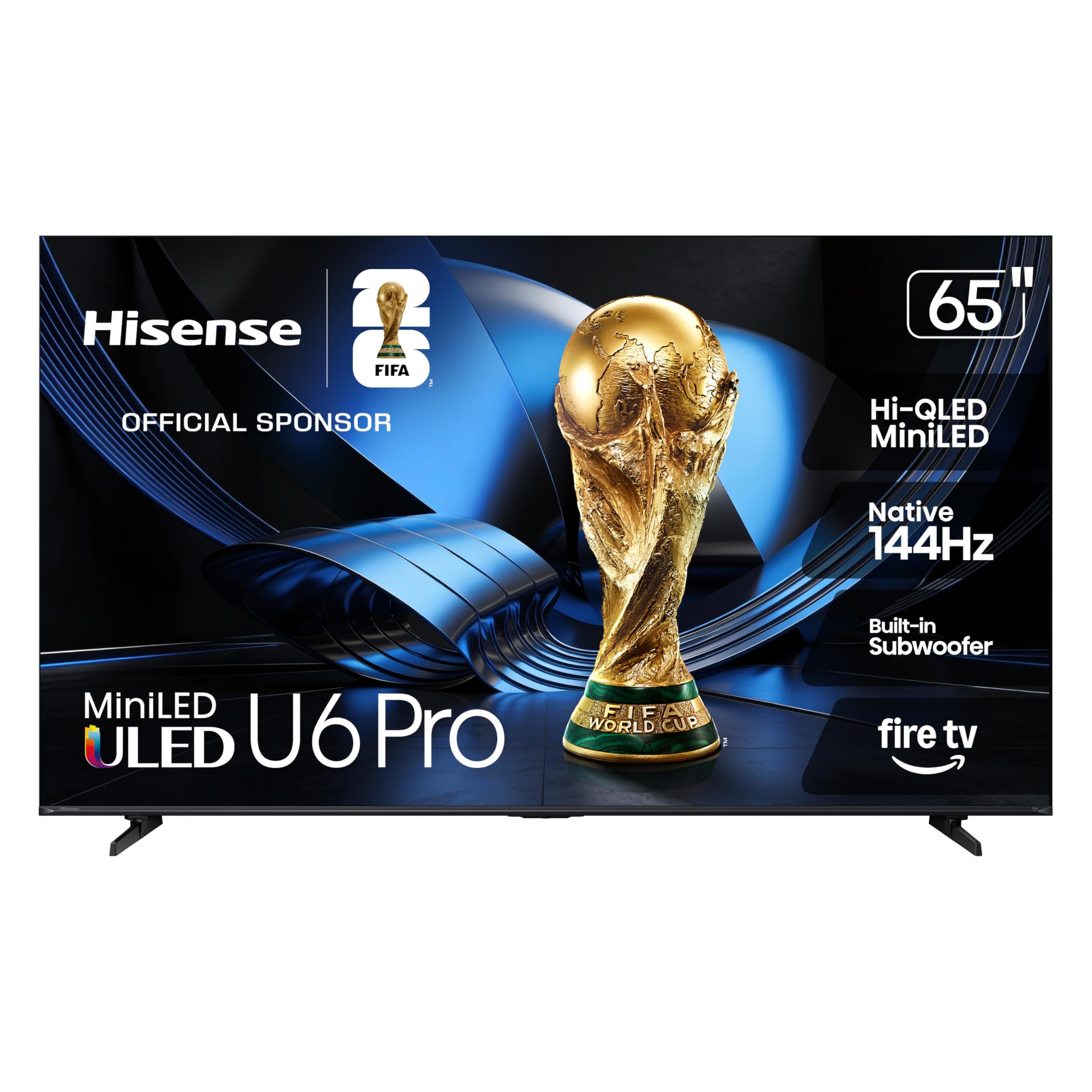 Hisense 65" U6 Pro Series Mini‑LED ULED 4K UHD HDR Gaming AI Smart Fire TV (65U6SF Pro, 2026 New) – Hi-QLED, Native 144Hz, Motion Rate 480, Dolby Vision IQ · Atmos, HDR10+, Glare-Free, Alexa+