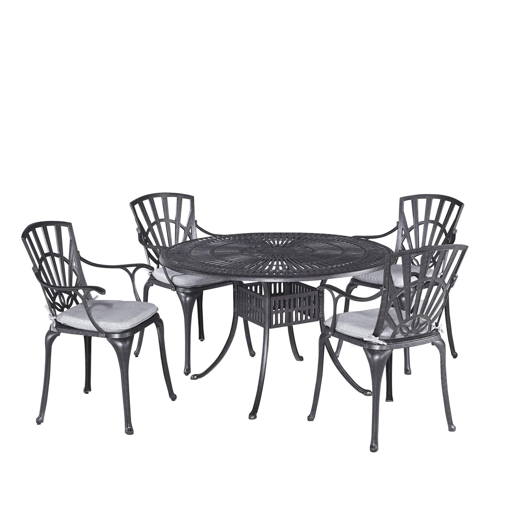 Homestyles 6660-328C 5 Piece Outdoor Dining Set, 48" Table, Charcoal