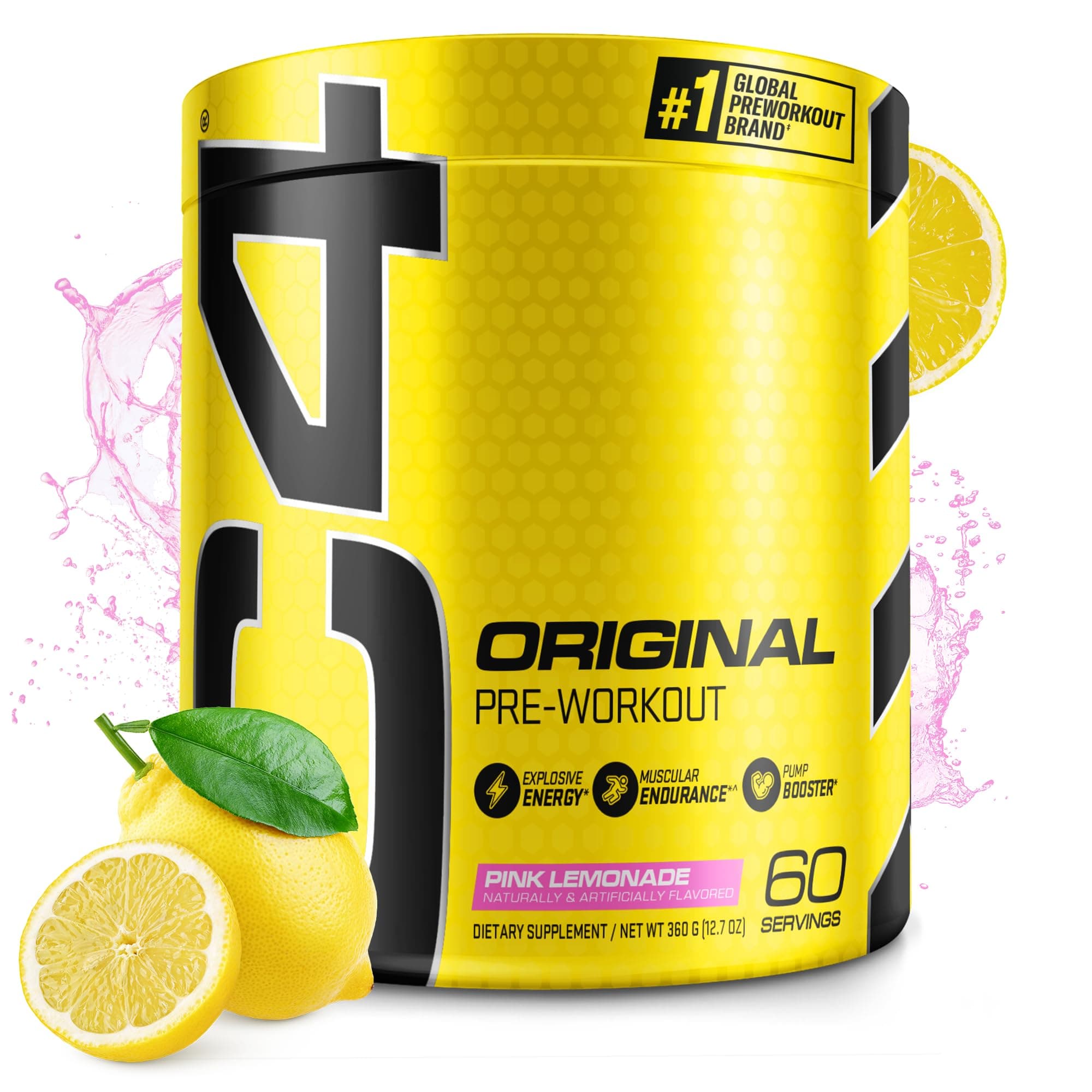 C4 Original Pre Workout with 150mg Caffeine, Pink Lemonade, 60 Servings | Zero sugar, creatine, citrulline & beta-alanine for energy, endurance and pumps.
