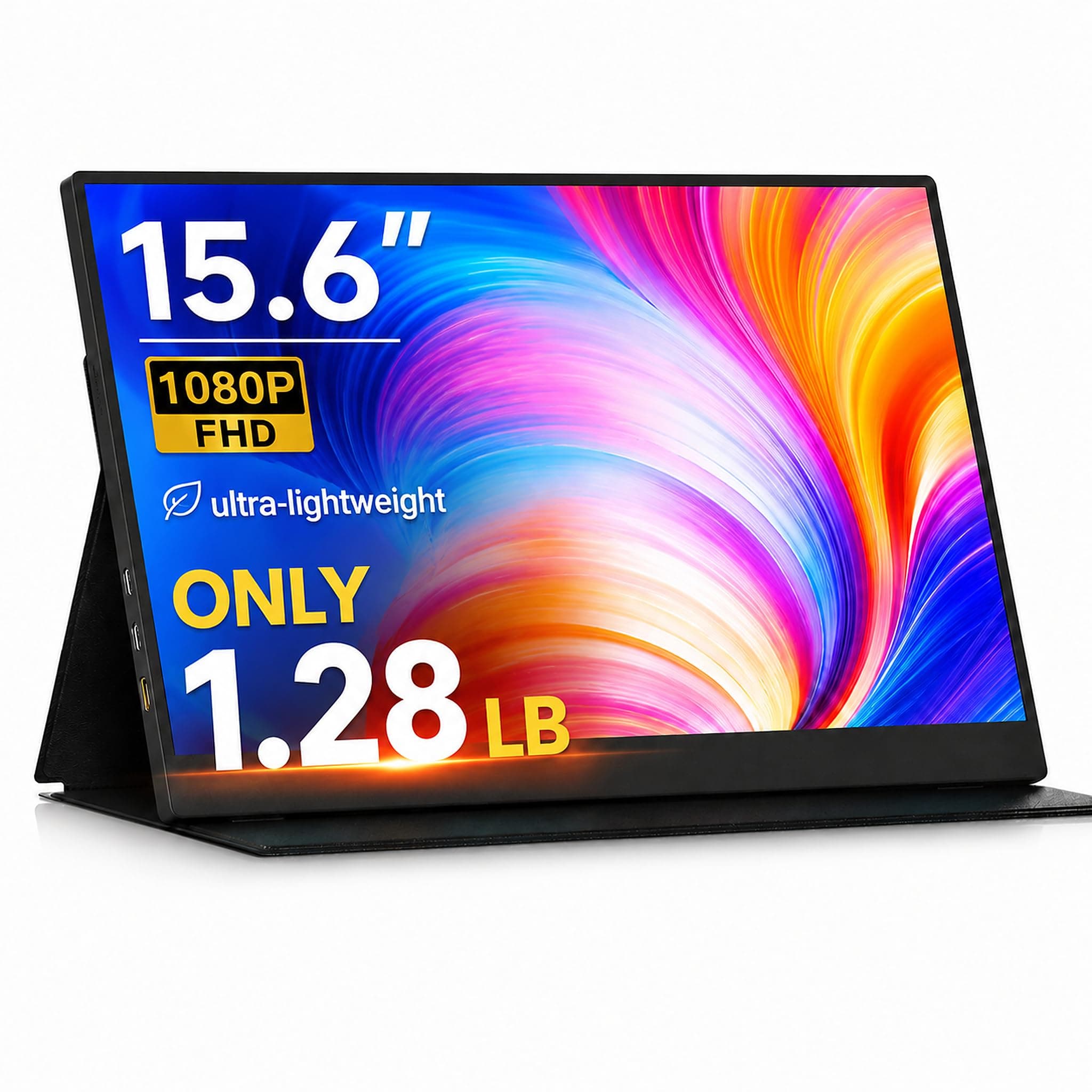 CZGG 15.6" Portable Monitor, 1.28lb Ultra-Light 1080P FHD Laptop Screen | Anti-Glare, Low Blue Light, 85% sRGB, USB-C, HDMI, Kickstand Case Travel Monitor for Laptop, MacBook, Switch, PS5, Xbox
