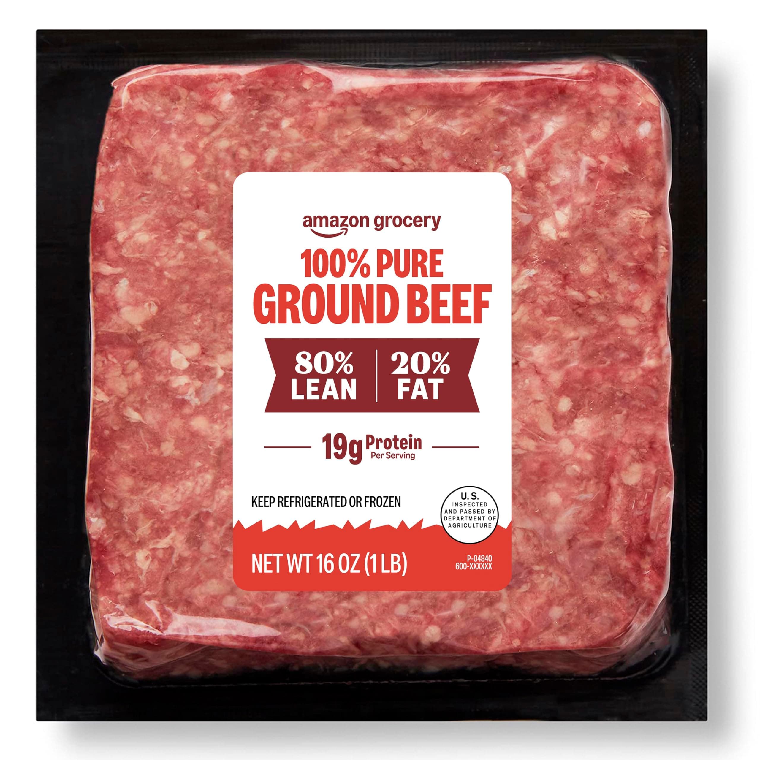 Amazon Grocery, Ground Beef, 80% Lean/20% Fat, 1 lb