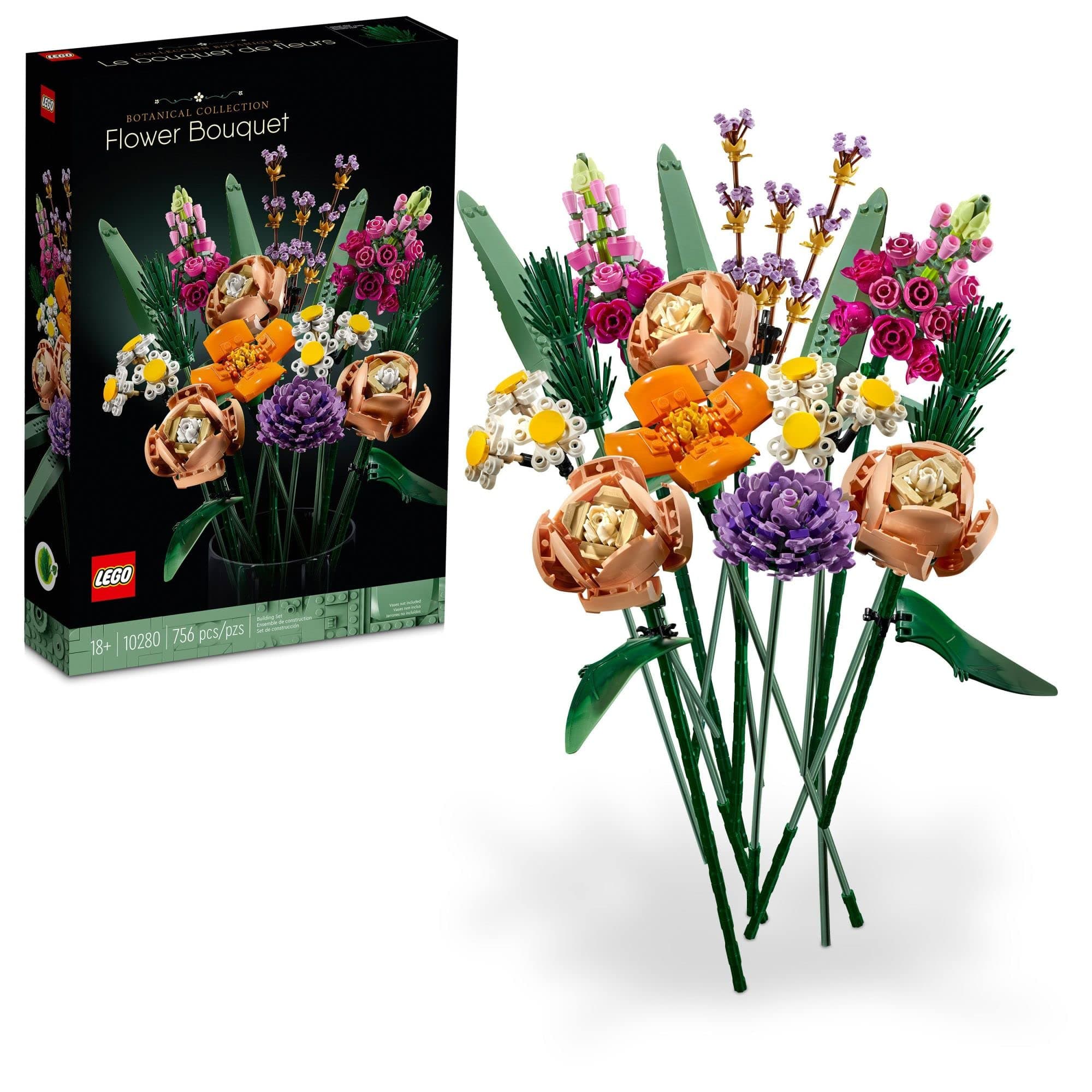 LEGO Botanicals Flower Bouquet 10280 | Building Set, Adults 18+, Artificial Flowers, Relaxing, Bedroom or Home Office Decor, Gift for Anniversary, 756 pieces