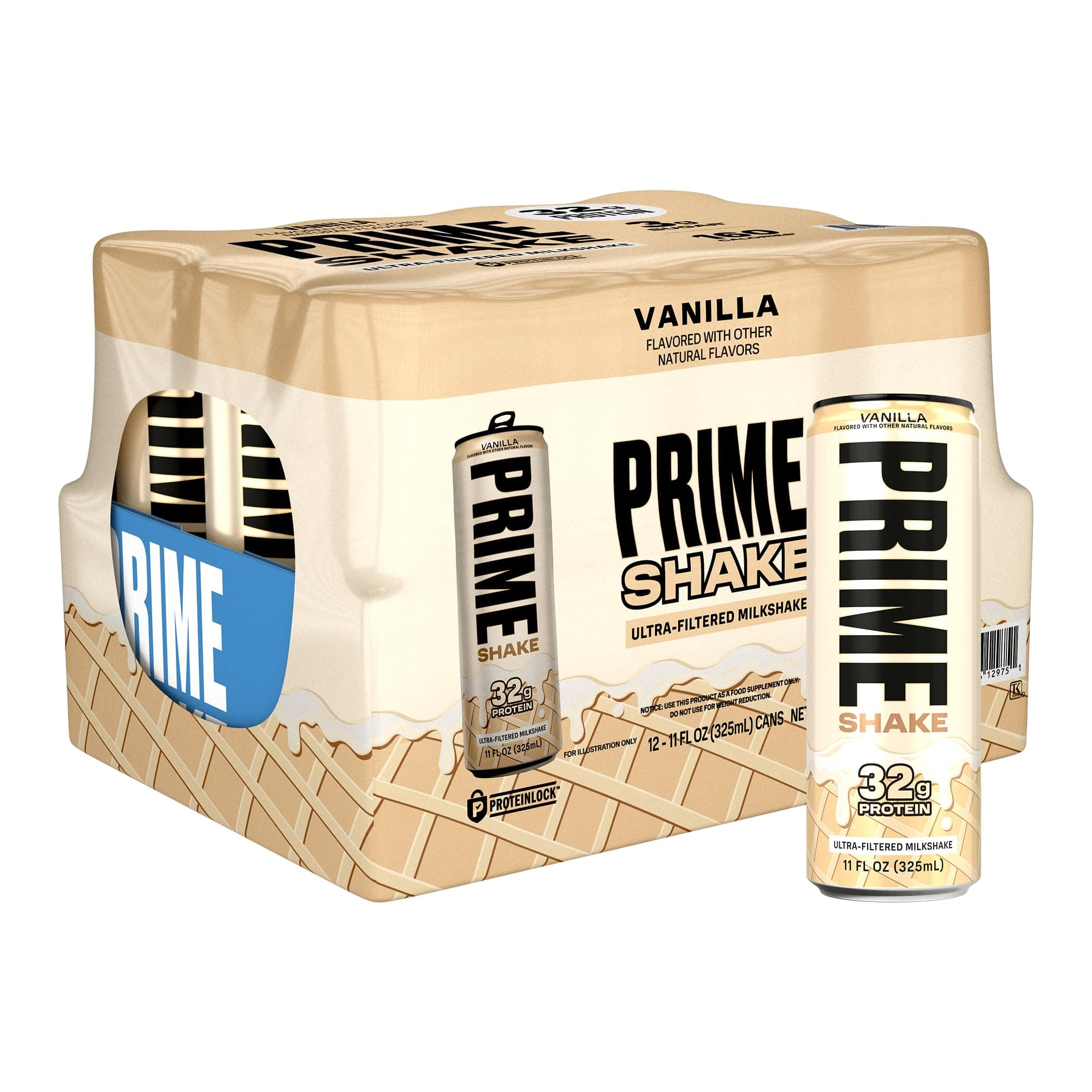 PRIME Shakes, Vanilla, 32g Protein Shake for Muscle Support & Recovery, Ultra-Filtered Milk, Lactose Free, Low Sugar, Low Calorie, Ready to Drink, 11 fl oz, 12 Pack