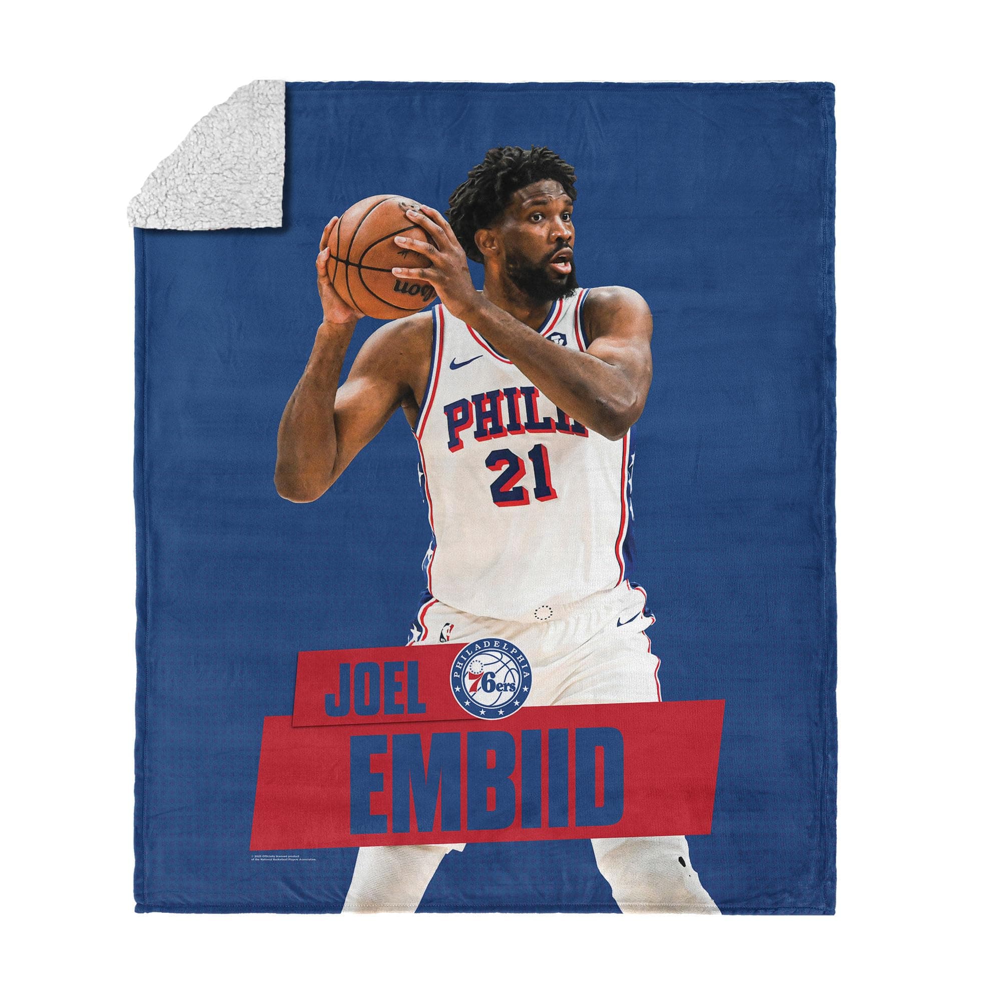 Northwest Philadelphia 76ers Joel Embiid NBA Silk Touch Sherpa Throw Blanket 50x60 inches