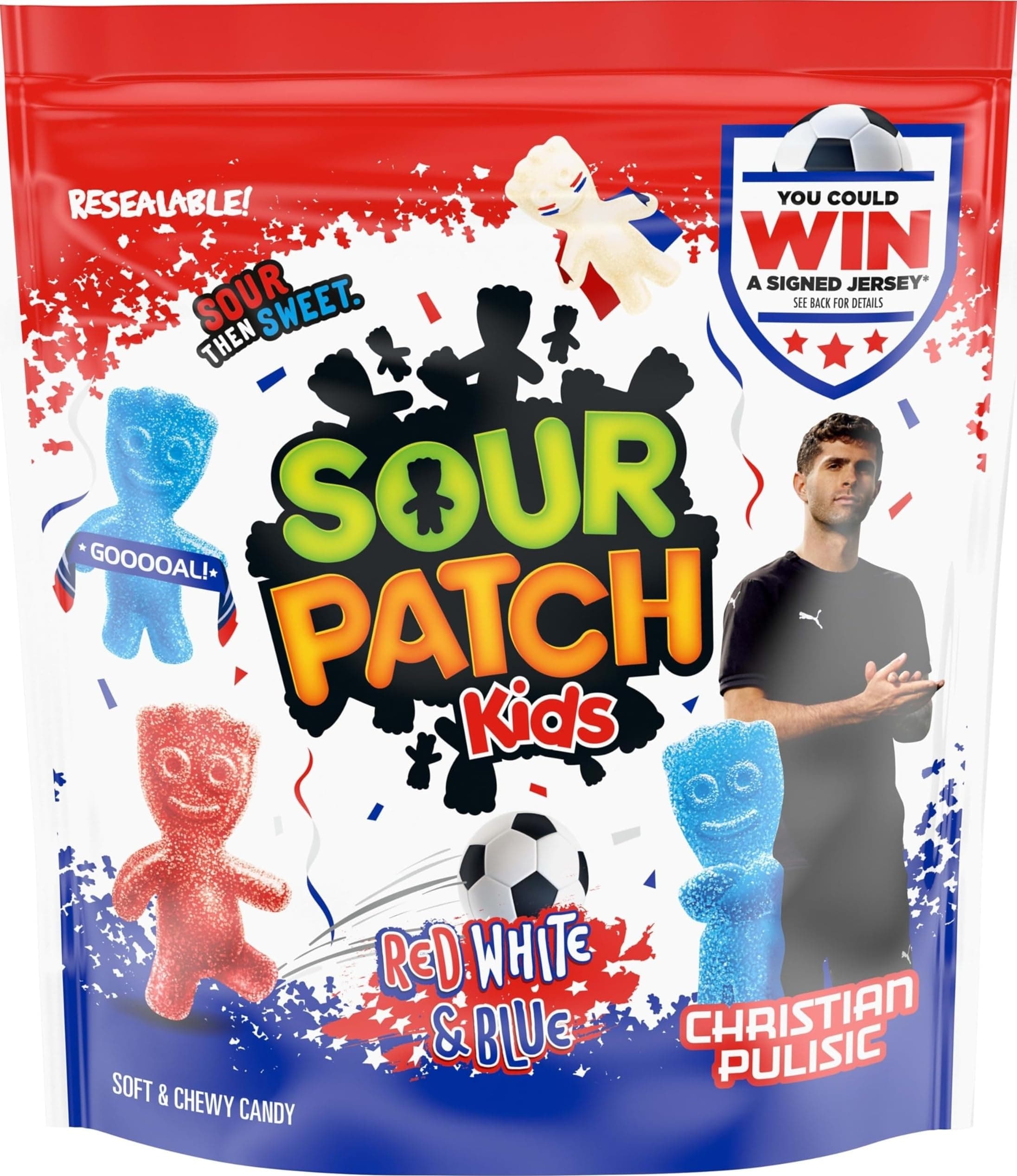 SOUR PATCH KIDS Red, White & Blue Soft & Chewy Gummy Candy, 1.8 lb | Bulk Candy
