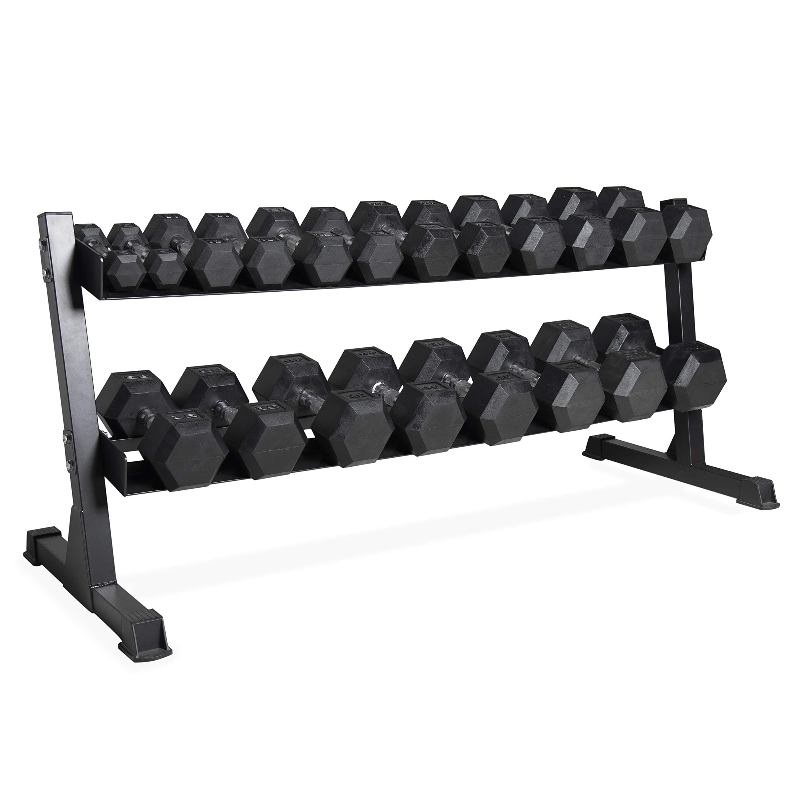 CAP Rubber Coated Dumbbell Weight Set with Rack | 100 lb, 150 lb, 210, 550 and 1200 lb Options