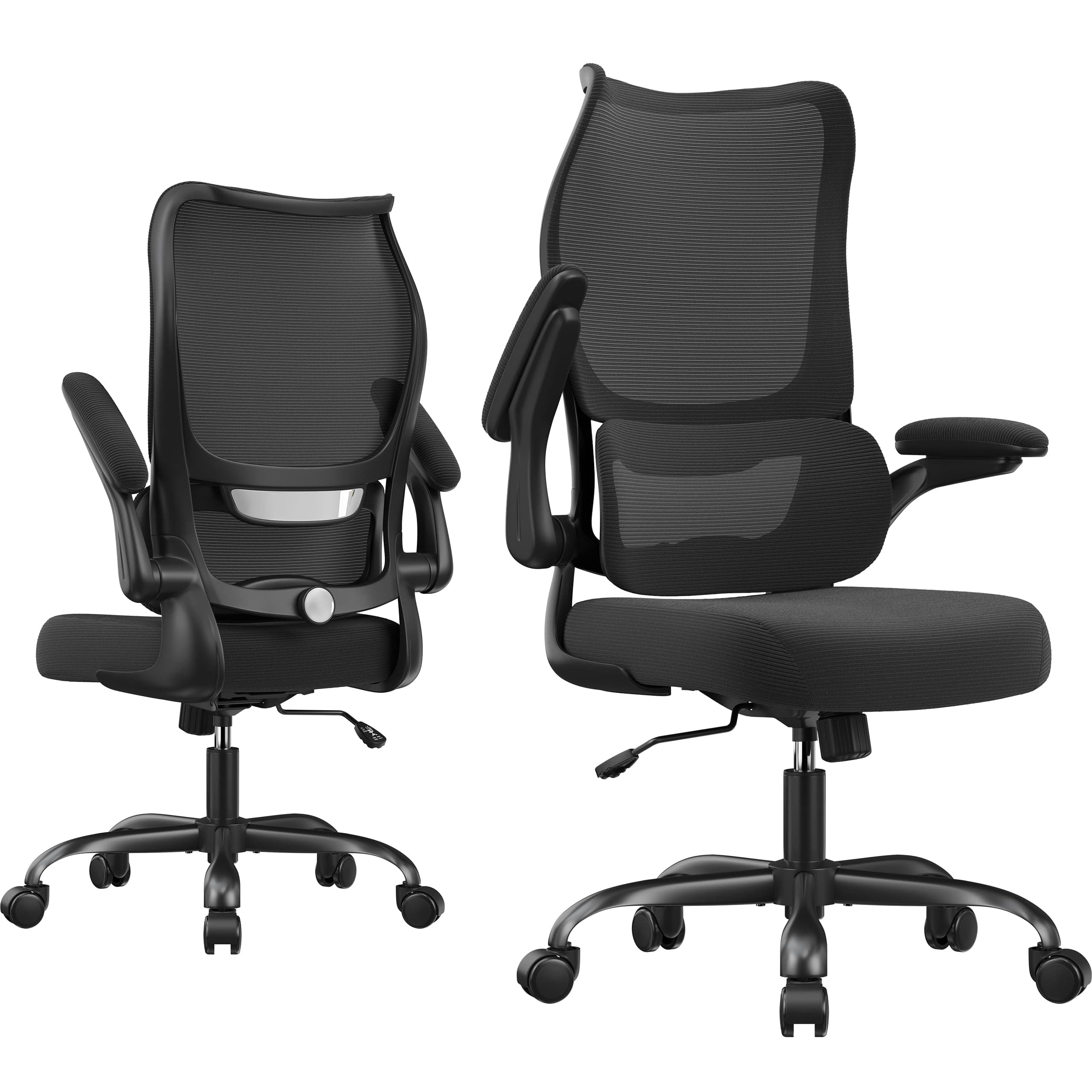SOMEET Office Chair Ergonomic Desk Chair - Comfy Mesh High Back Office Chair with Lumbar Support Wheel Home Desk Office Chairs Flip up Armrest Executive Rolling Swivel Task Computer Chair Black Silver