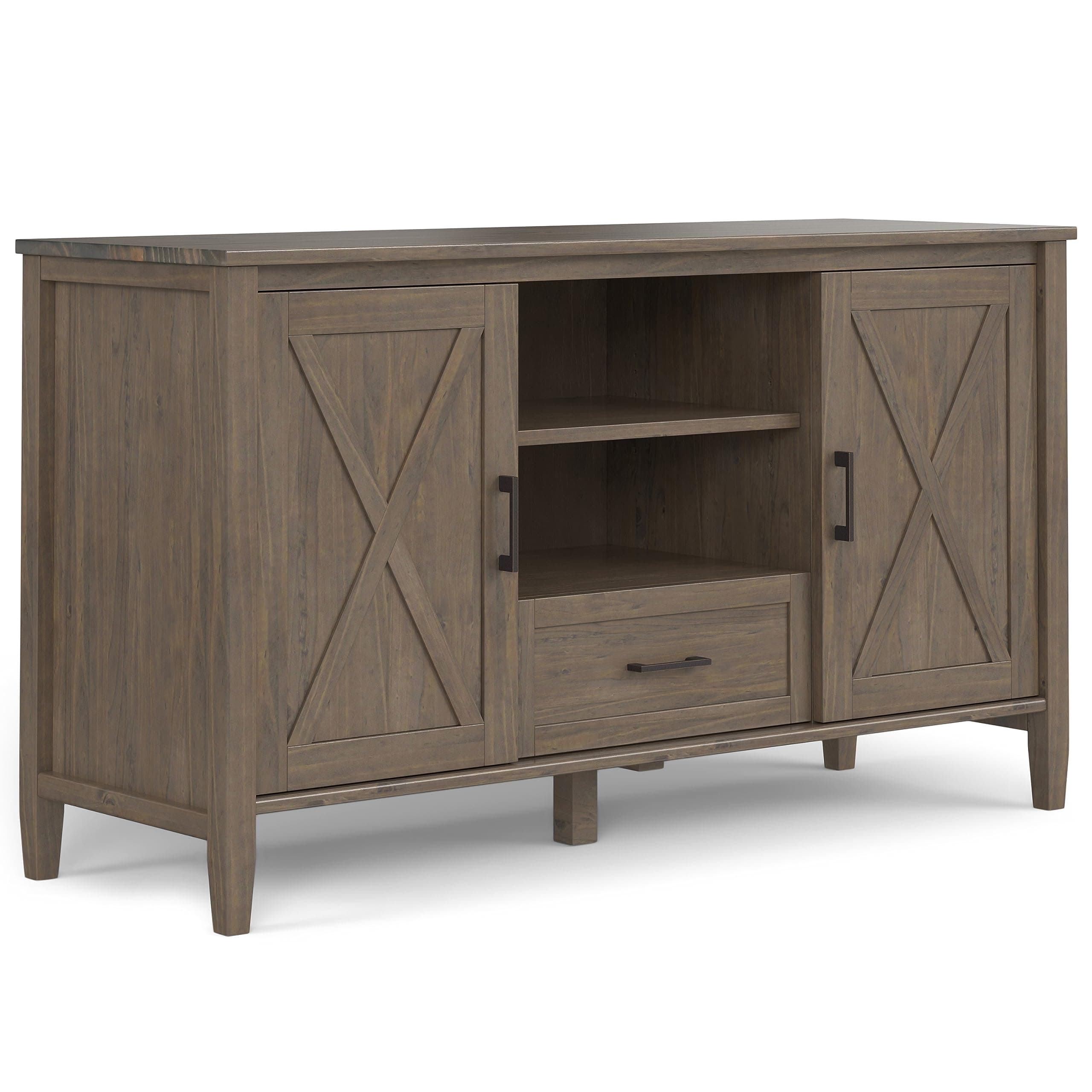 SIMPLIHOME Ela 53" Wide Solid Wood TV Stand in Smoky Brown | Transitional entertainment center for living room for TVs up to 60"; media console, television stand or home TV console.