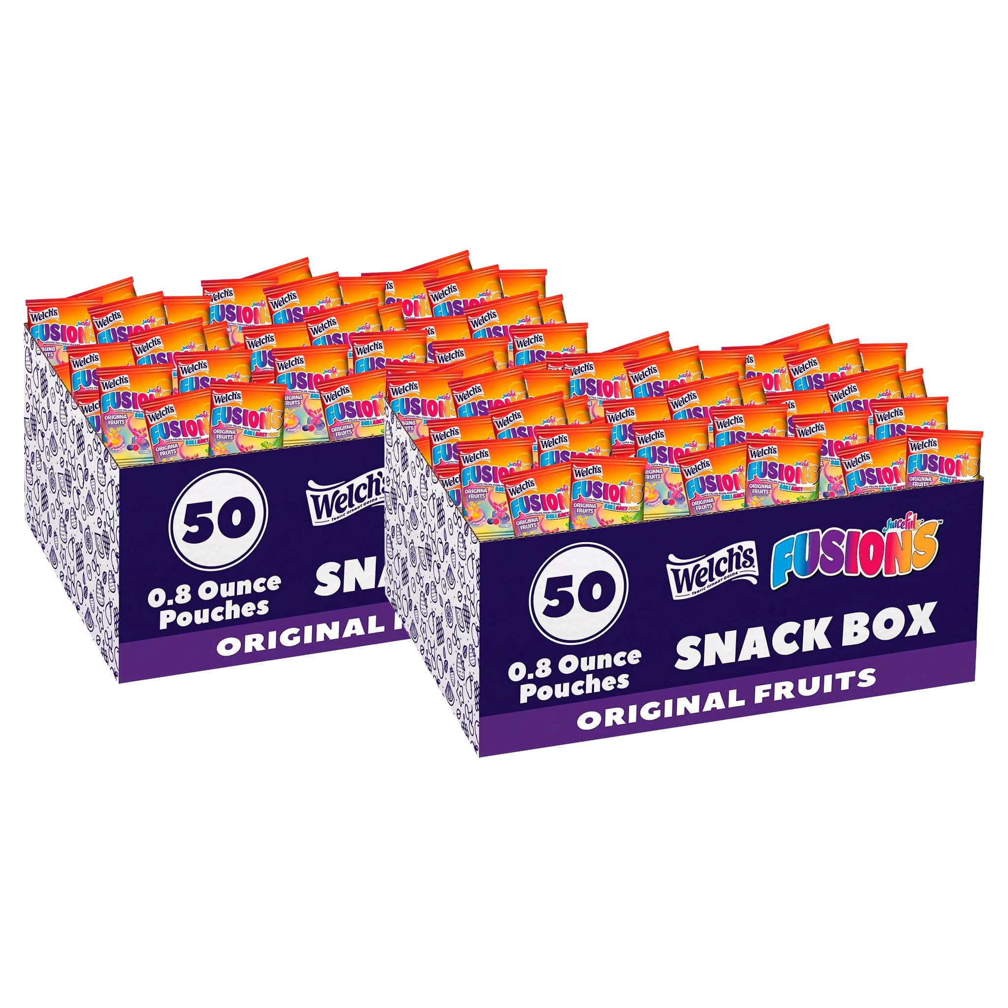Welch's Fruit Snacks,Juicefuls Fusions,Assorted Fruit Flavor,Bulk Pack,Gluten Free,Natural Colors & Flavors,0.8oz,(Pack of 100)