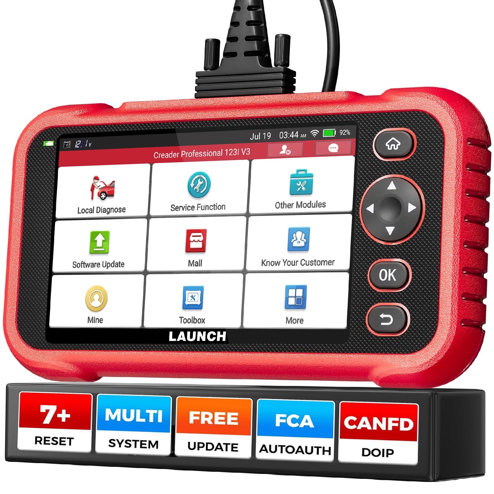 LAUNCH OBD2 Scanner CRP123I V3.0 Elite,7 Resets Car Scanner,Lifetime Update | FCA SGW, CANFD&DoIP, Oil/SAS/Throttle/Brake/BMS/DPF/ABS Service Multi Systems Scan Tool, Battery Test, Auto VIN,Live Data