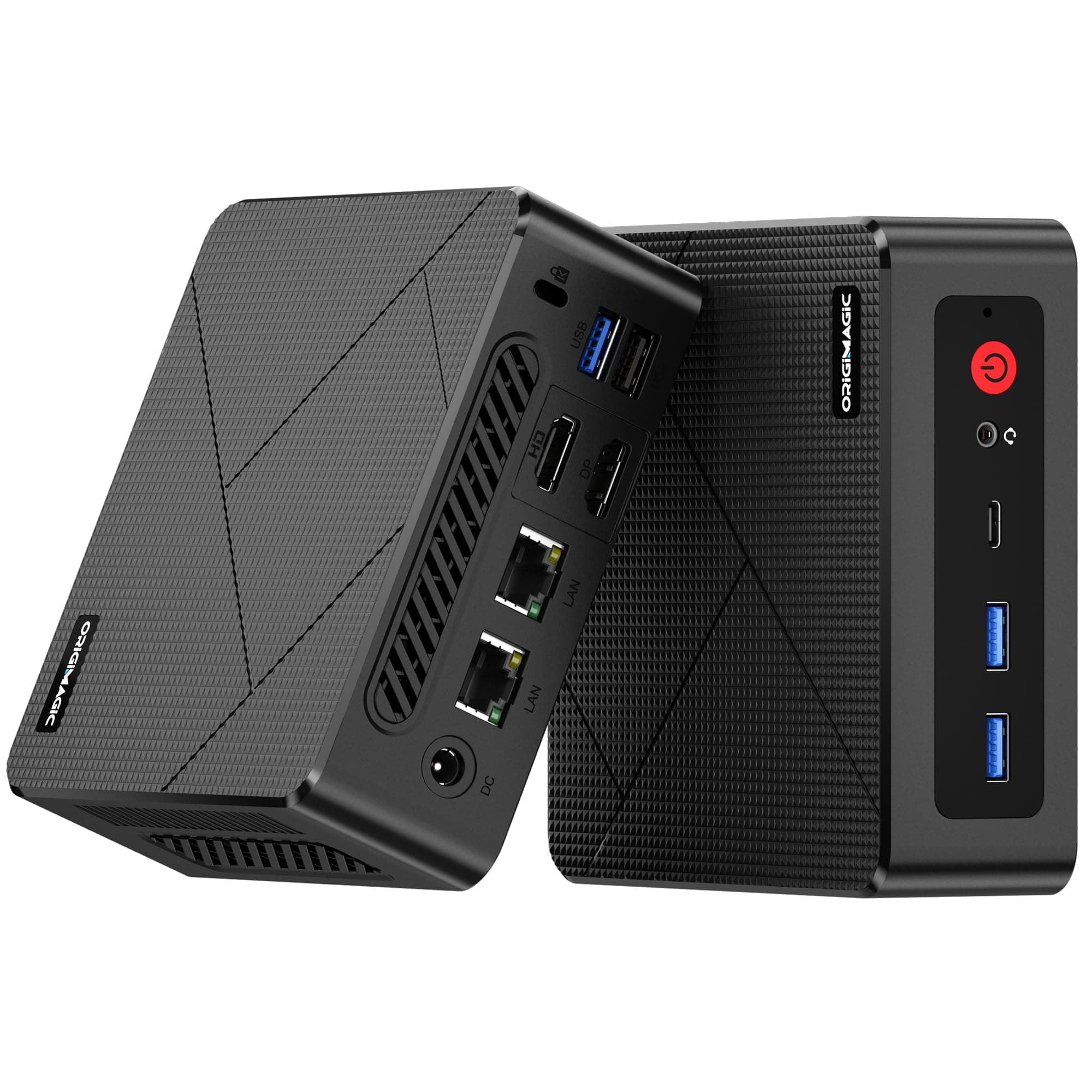 origimagic C4 AIR Mini PC Ryzen 5 3500U with 8GB DDR4 256GB SSD | Dual LAN, Triple 4K Display, HDMI/DP/Type-C, Small Form Factor Desktop Mini Computer for Business Office Home Server
