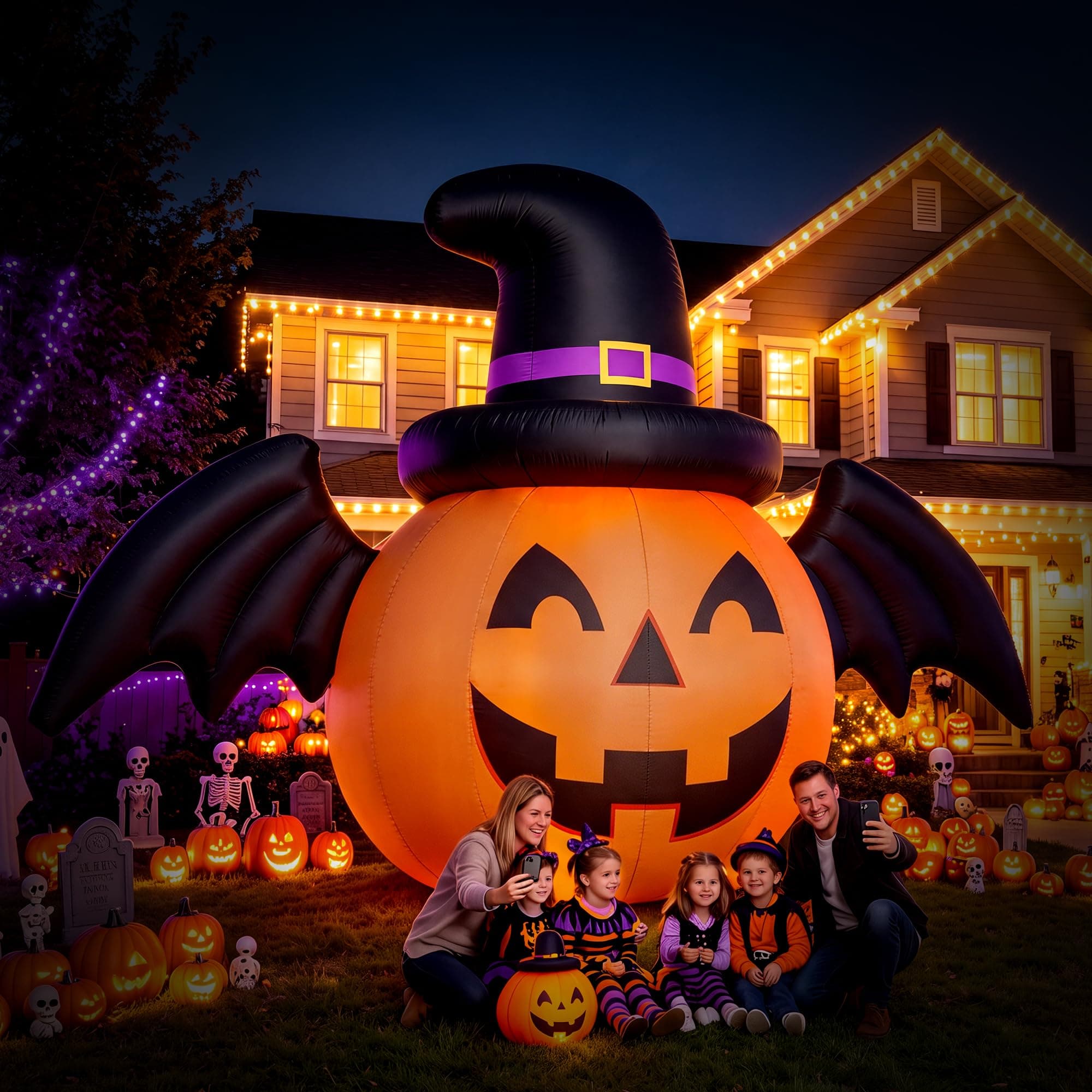 RELIFLOAT 20ft Giant Inflatable Halloween Pumpkin, Outdoor Yard Decoration | 420D Oxford Cloth, No Light, for Large Yards, Businesses, Community Events, Parties & Festival Displays