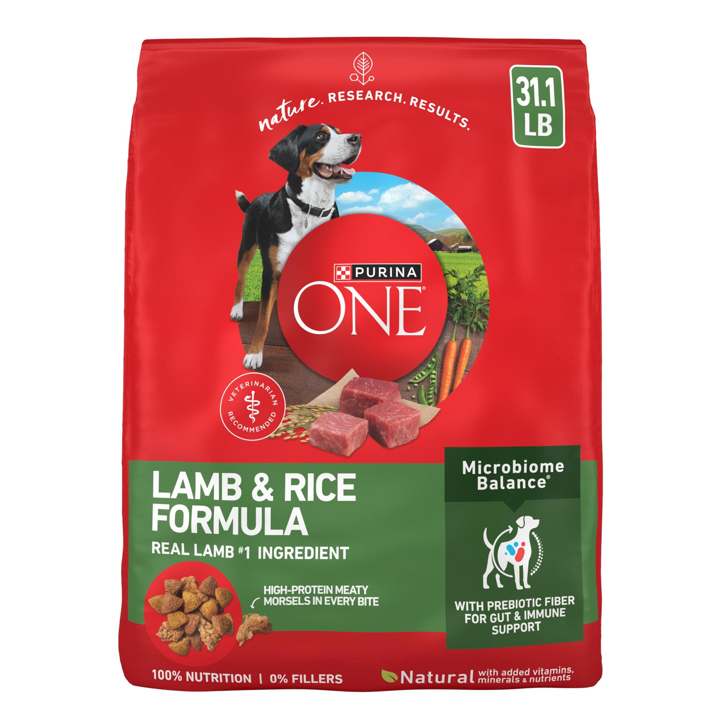 Purina ONE Lamb and Rice Formula Dry Dog Food for Digestive Support | Dog food with real lamb as first ingredient, Microbiome Balanced and prebiotic fiber, supports digestive health