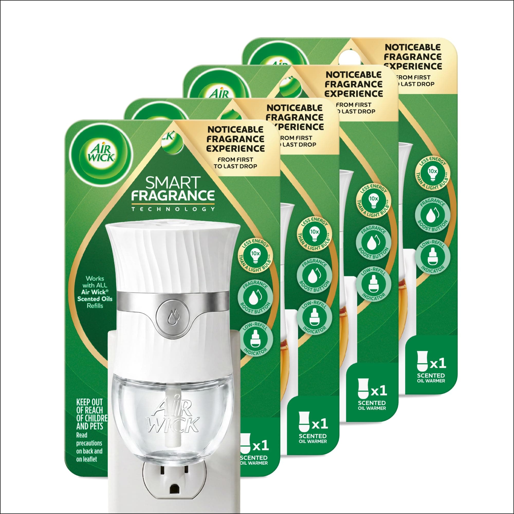 Air Wick Plug in Scented Oil Advanced Gadget, 4 Count, White | Air Wick Air freshener gadget,with fragrance boost for bathroom bedroom,living room.Use as directed.Refill Not Included