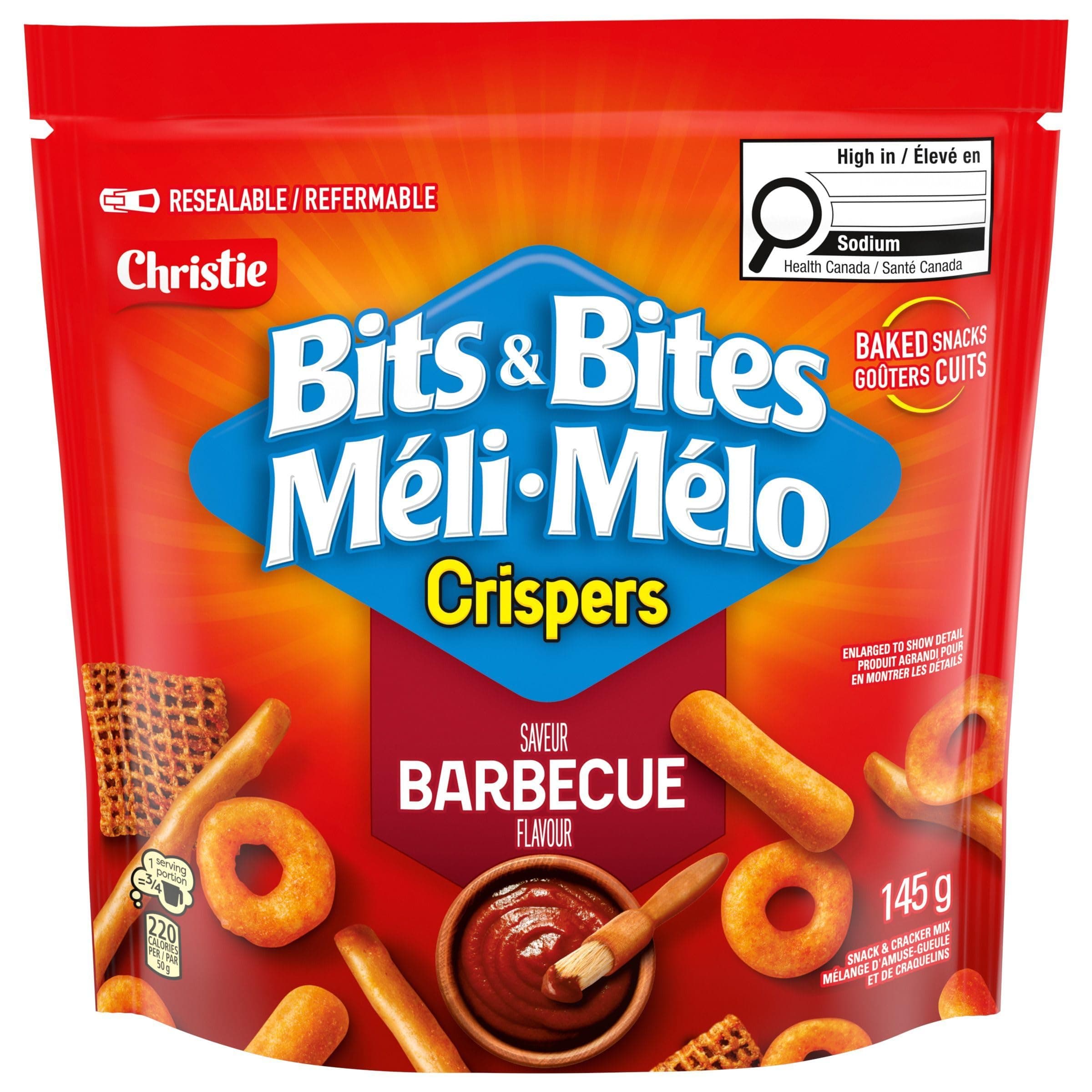 Crispers Bits & Bites BBQ Snack Mix 145g, Pack of 12