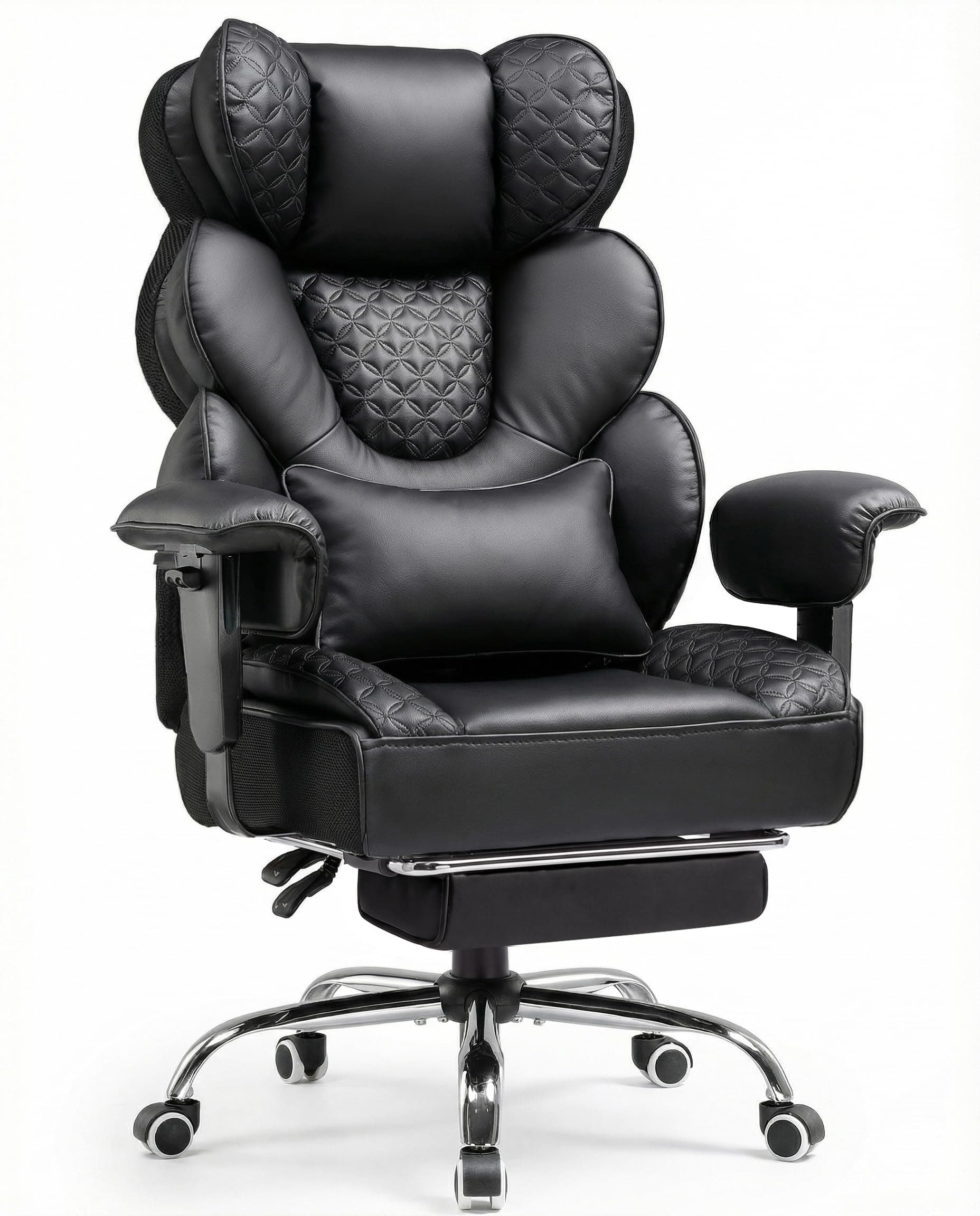 COMHOMA Big and Tall Office Chair with Upgrade Footrest, Heavy Duty Gaming Chair High Back Executive Chair with Spring Lumbar Support for Lower Back Pain Relief, 150°Reclining Adjustable Armrests