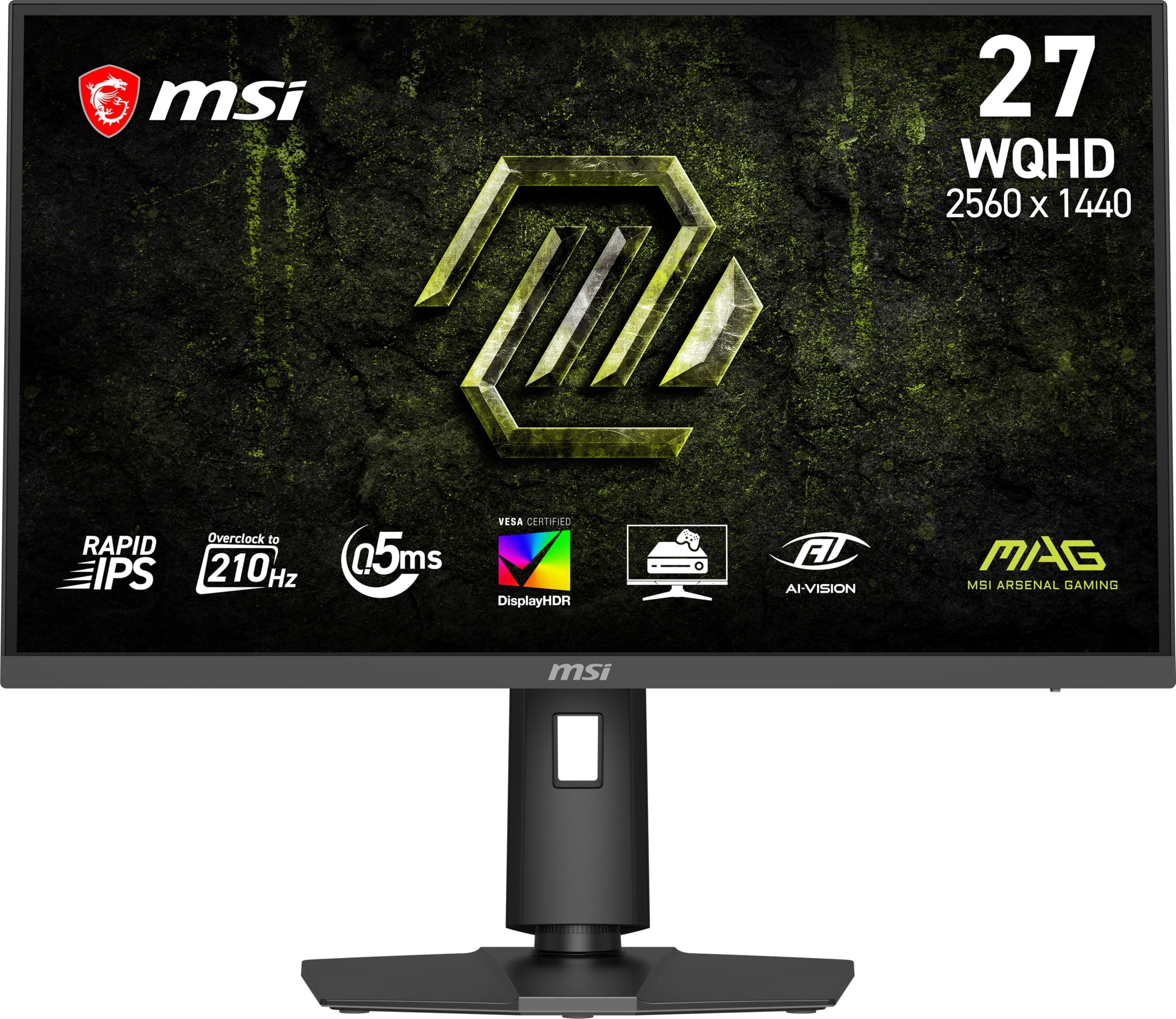 msi MAG 275QPF E21 27-inch 2560 x 1440 (QHD) Gaming Monitor, 210Hz, AMD FreeSync Premium Pro, NVIDIA G-SYNC Compatible, HDMI, DisplayPort, VESA, Tilt, Height Adjustable, Speaker, 0.03ms, Black