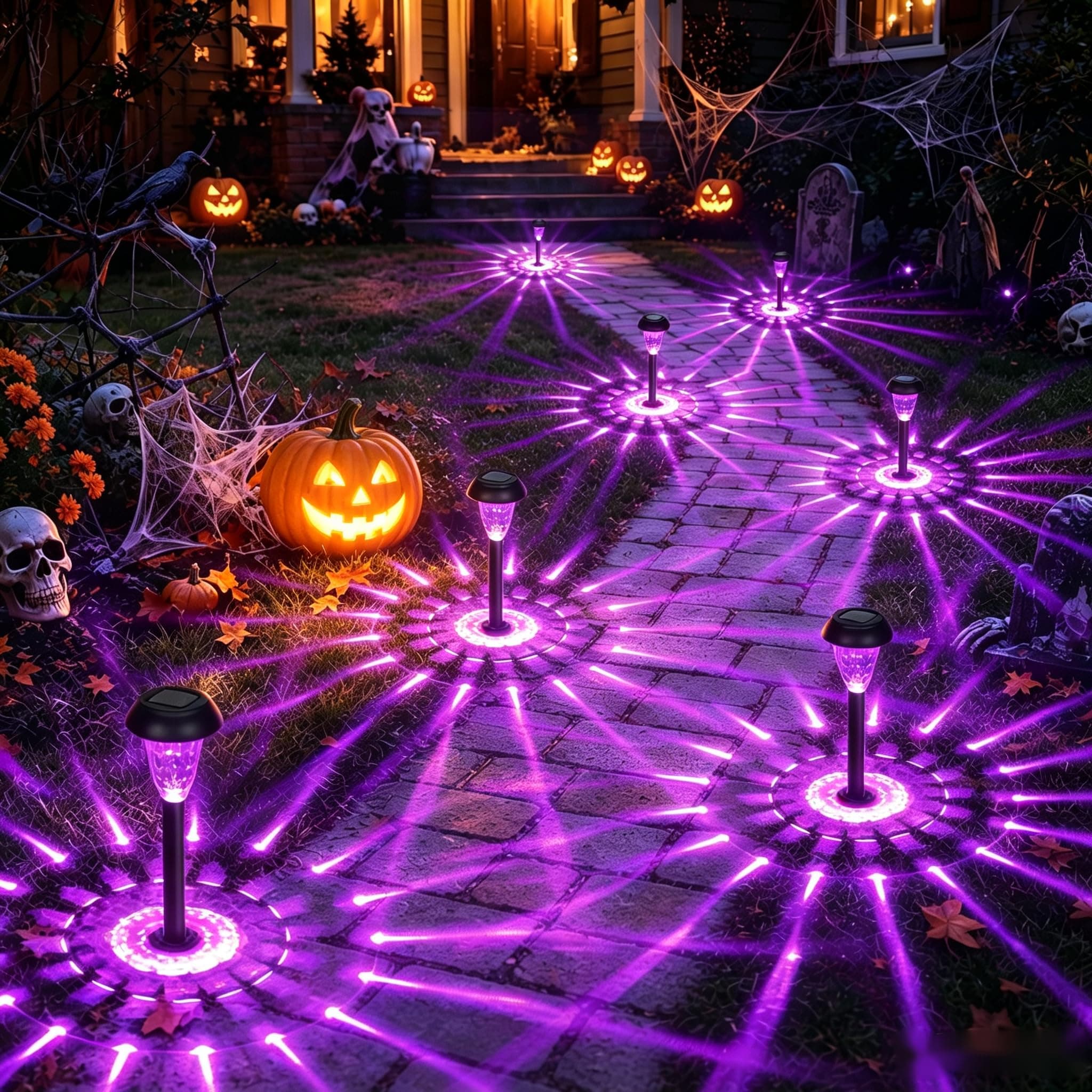 GIGALUMI Solar Halloween Lights Outdoor Waterproof Pathway Lights, 12 Pack | Purple LED Halloween Decor Solar Landscape Lighting, Halloween Decorations Outdoor for Patio, Garden, Yard, Pathway, Walkway
