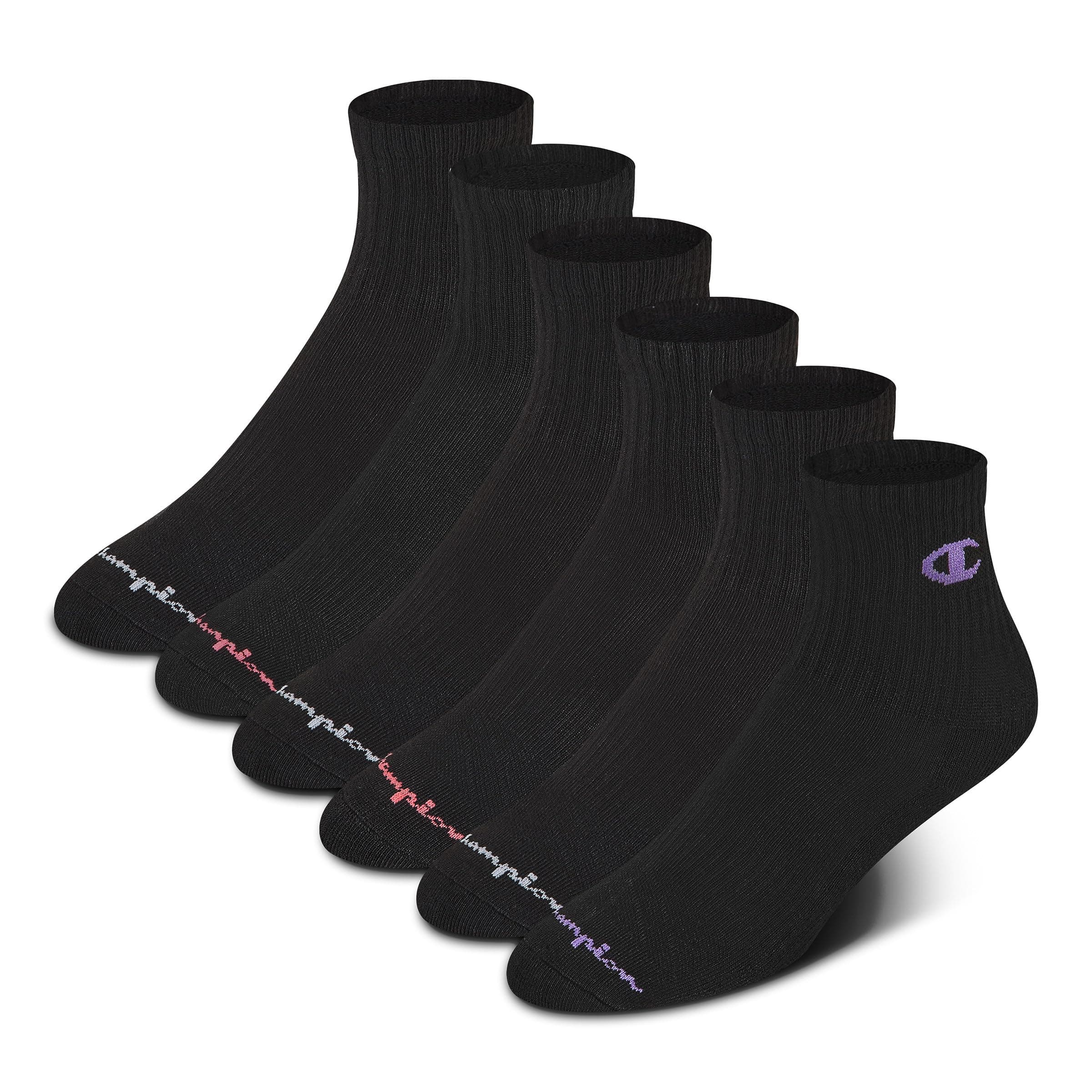 Champion Women's High Quarter Socks – 6-pack Cushioned Athletic Socks With Moisture-wicking, Arch Support (Size 5-9)
