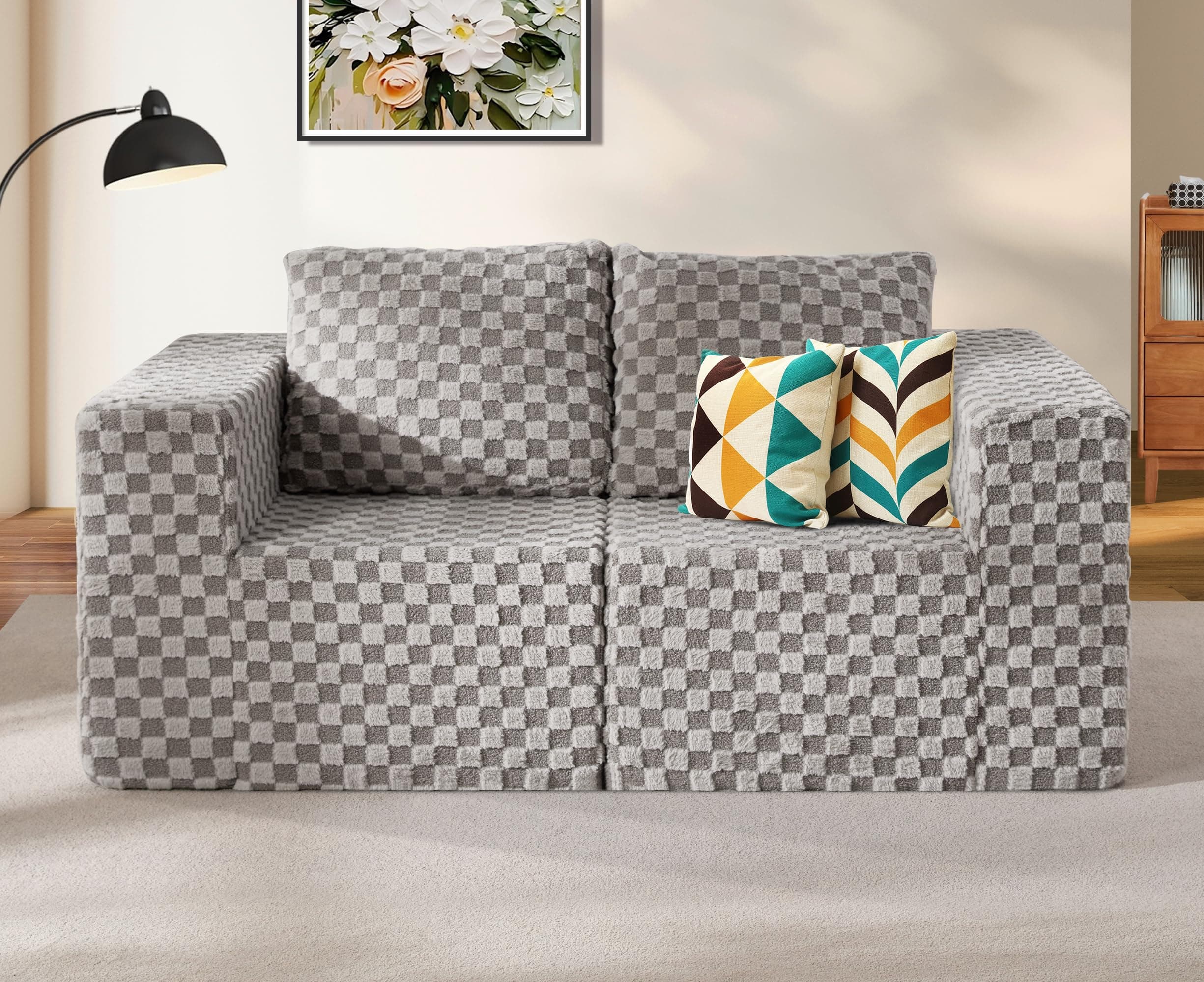 Hobestluk Boneless Couches for Living Room Memory Foam Couch Modular Sofa | Comfy Cozy Couch,Cloud Chair,Scratch Resistant Couch,No Assembly Deep Seated,Single Couch,Foam Loveseat,Sofa 3 Seater