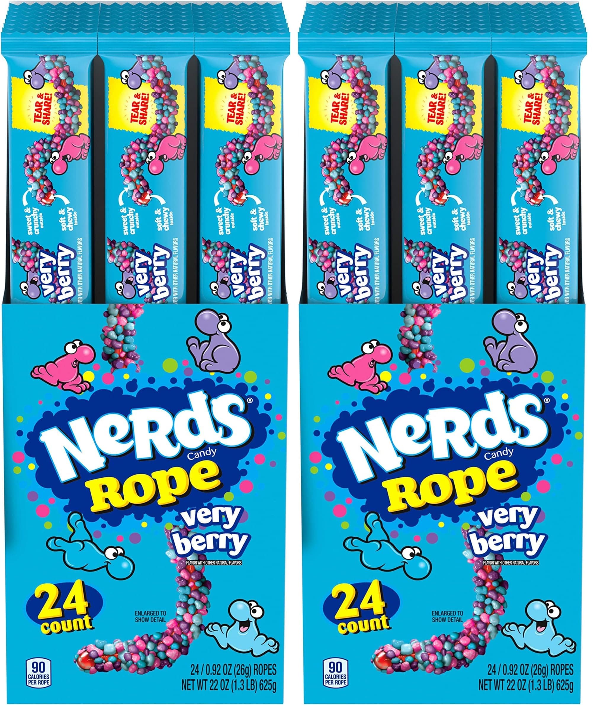 Nerds Rope Candy, Very Berry, 0.92 Ounce Ropes 24 Count (Pack of 2)