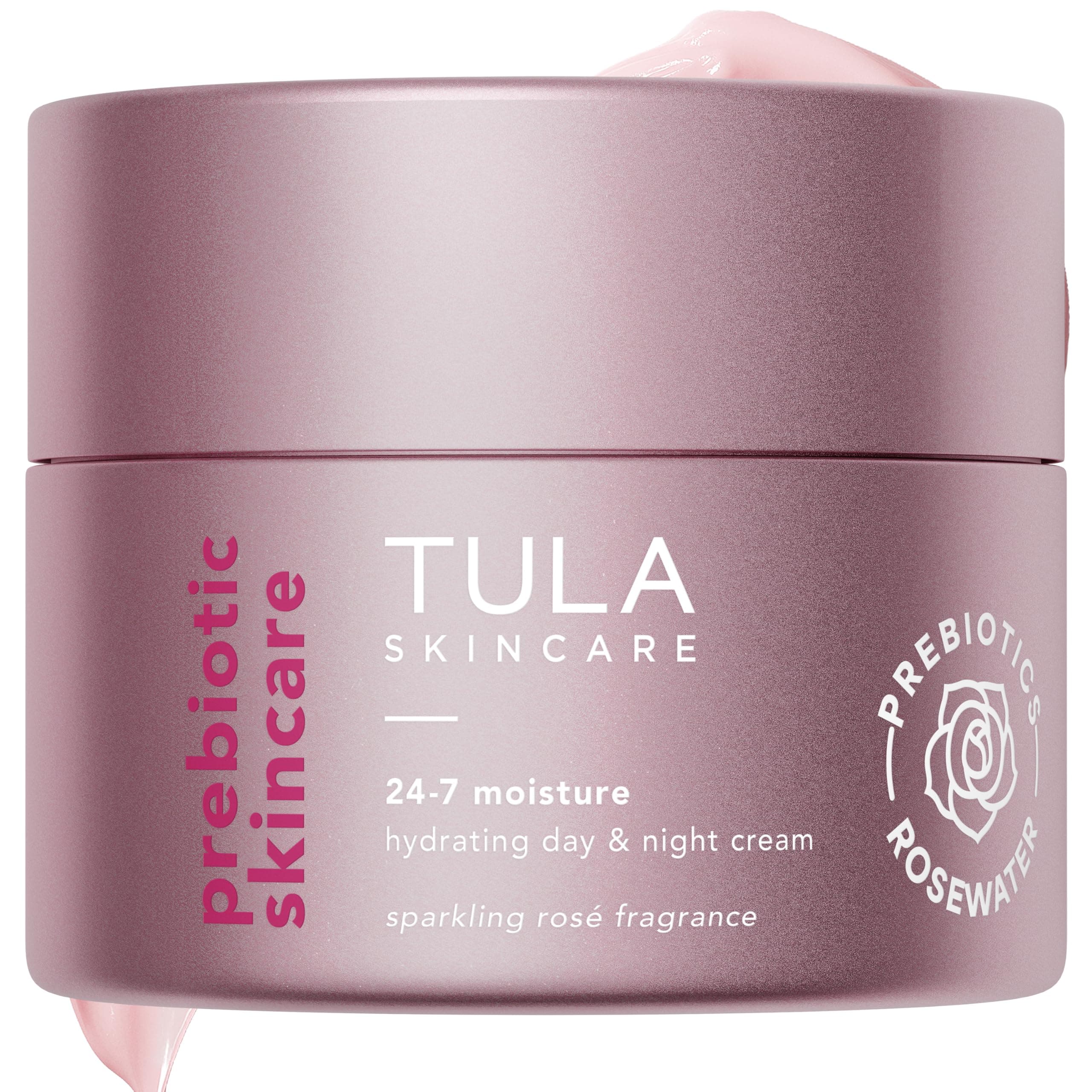 TULA 24-7 Moisture Luminous Hydrating Day & Night Face Cream, 1.5 oz | Prebiotics & rosewater hydrate for 24-hours, nourish your skin's microbiome and reveal a rosy illuminating glow.