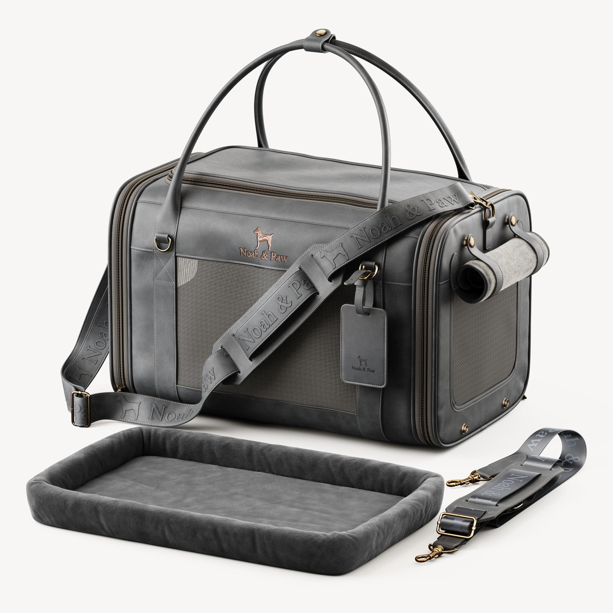 Noah & Paw Cat Carrier Soft Dog Carrier for Small Dogs TSA Airline Approved | Cat Crate, Pet Travel Crate, Fits under most airline seats, Small Pet Kennel with Removable Dog Mat, 18x11x11in Faux Leather