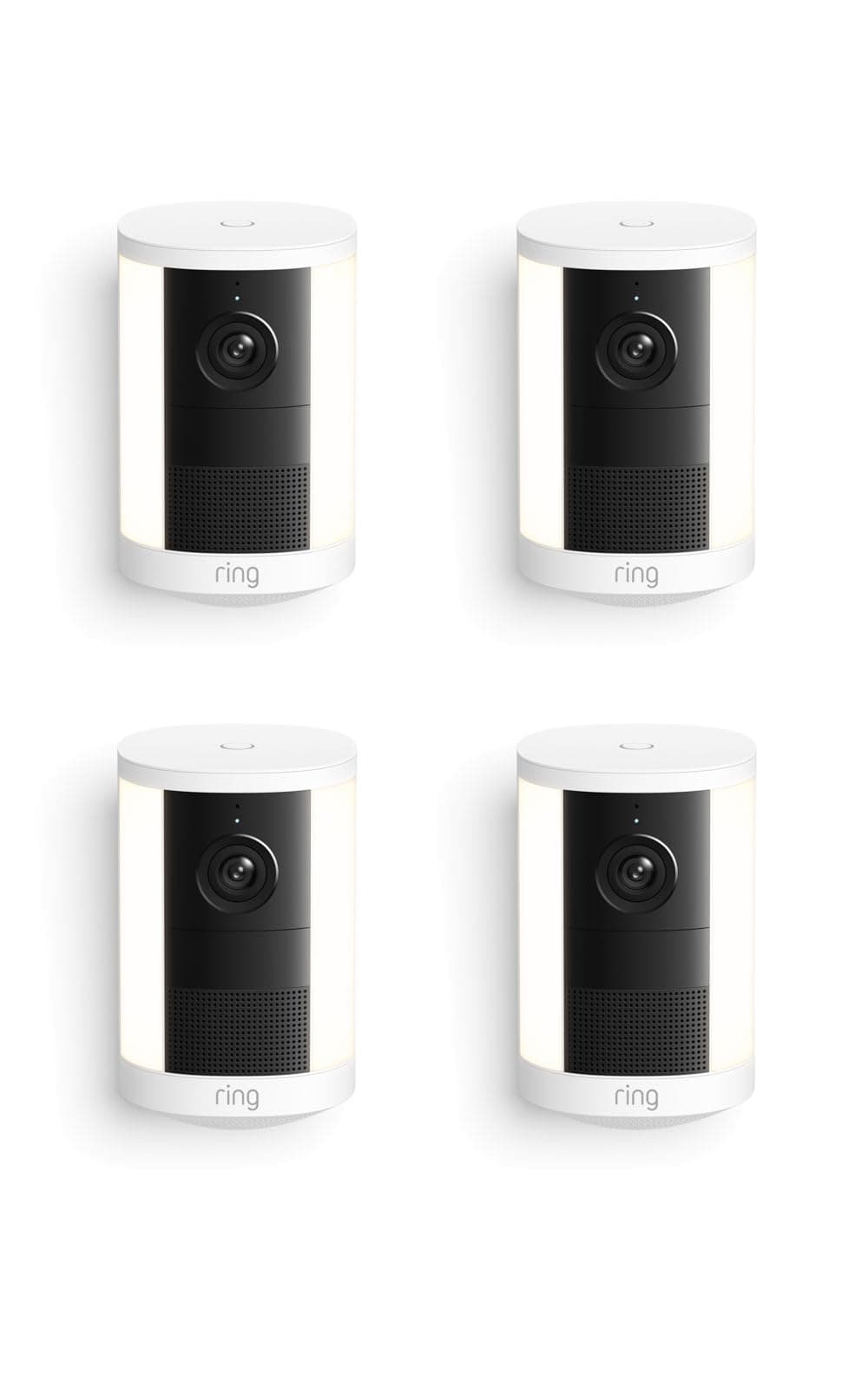 Ring Spotlight Cam 2K (newest model), Battery, Home or business security, Wide-Angle Retinal 2K Video, 6x Enhanced Zoom, Motion-Activated Spotlights, 4-Pack, White